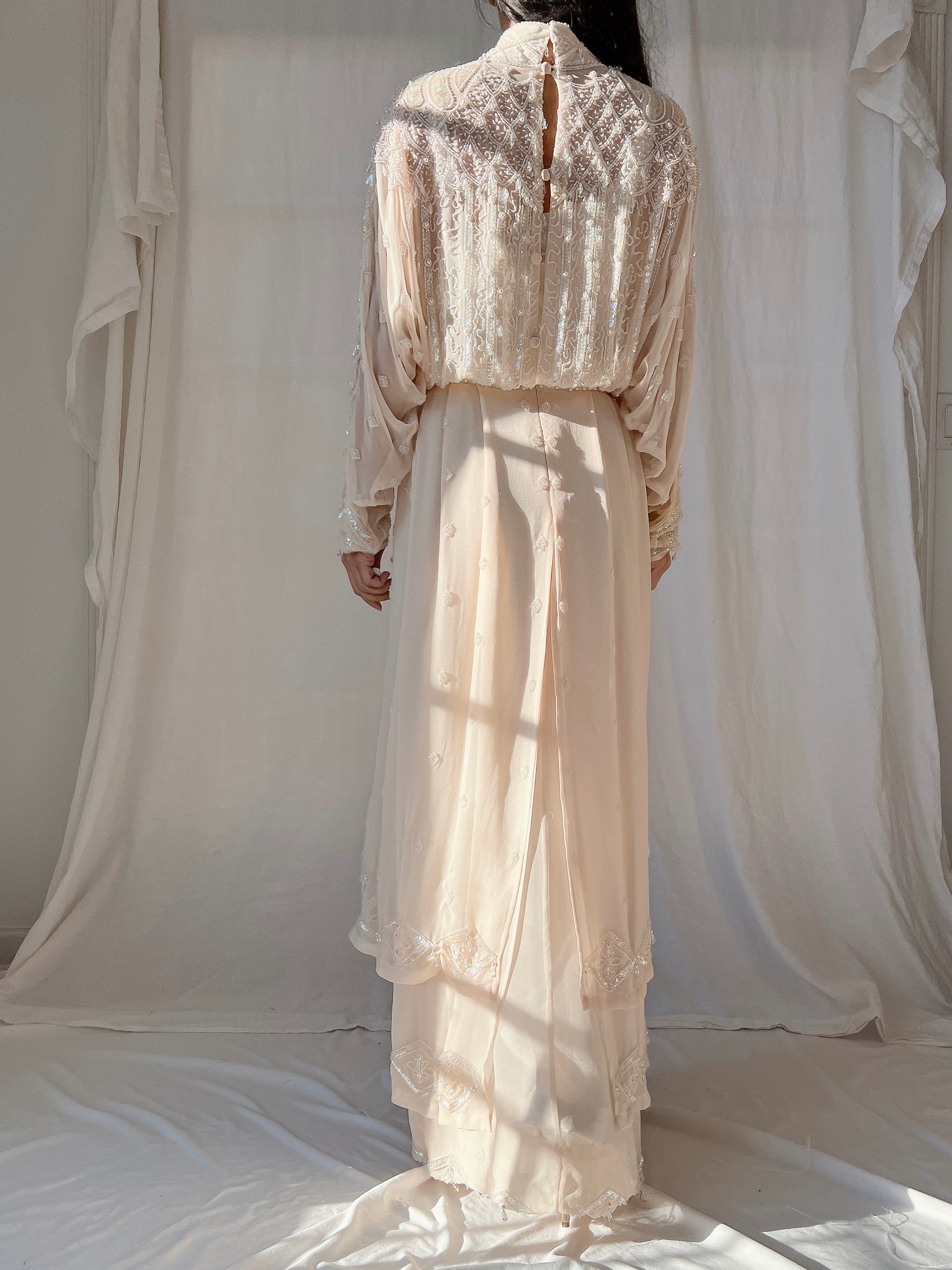 Vintage Silk High Neck Gown - S/4