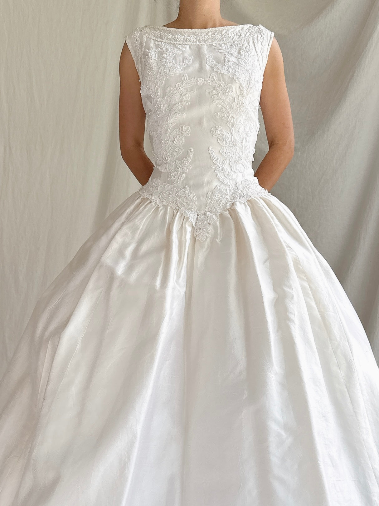 Vintage Silk Boatneck Gown - M