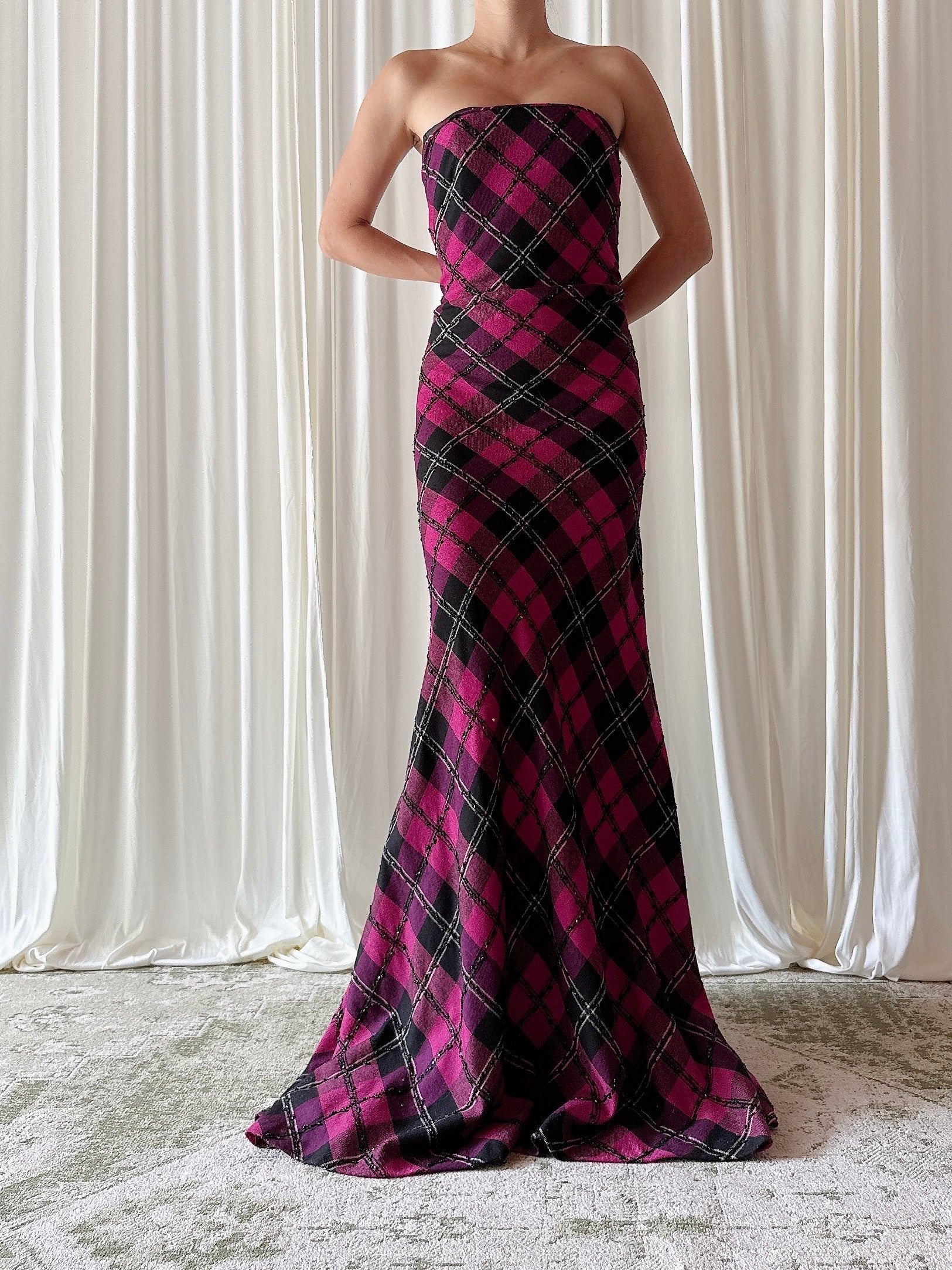 Vintage Belleville Sassoon Purple Pink Velvet Dress - UK 12