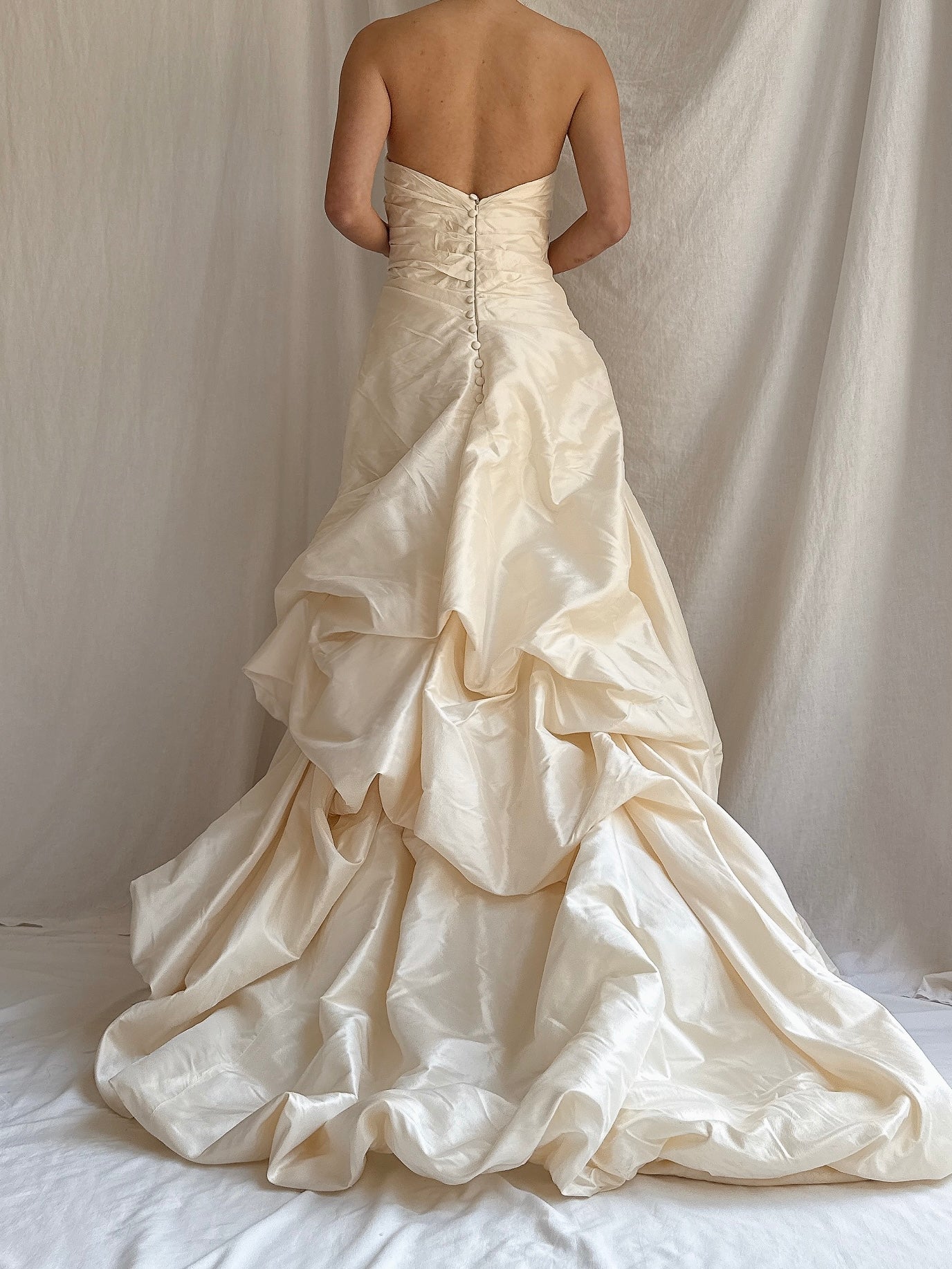 Vintage Van Lear Couture Silk Draped Gown - S 4