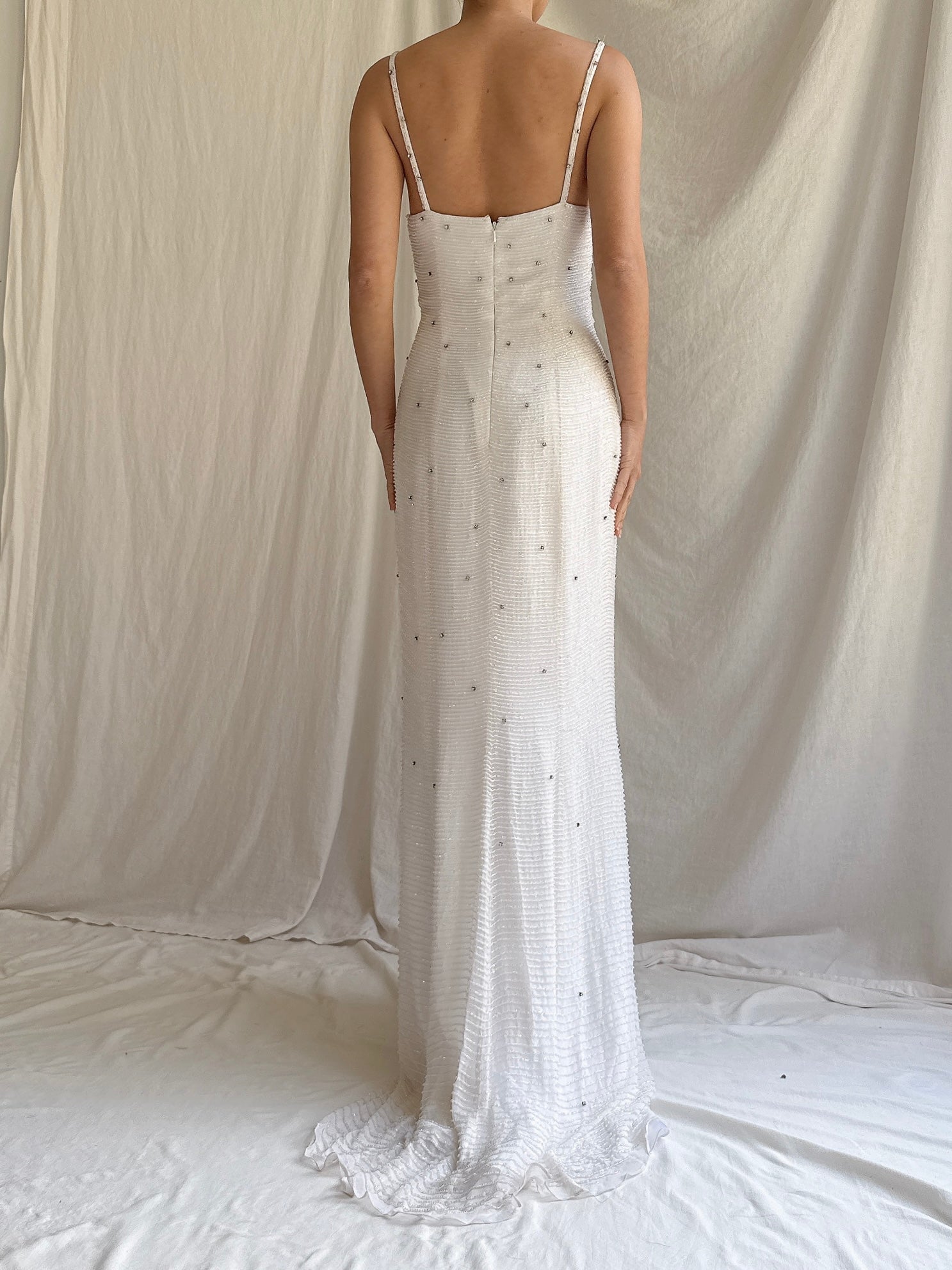 Vintage Silk Beaded Gown - S/6