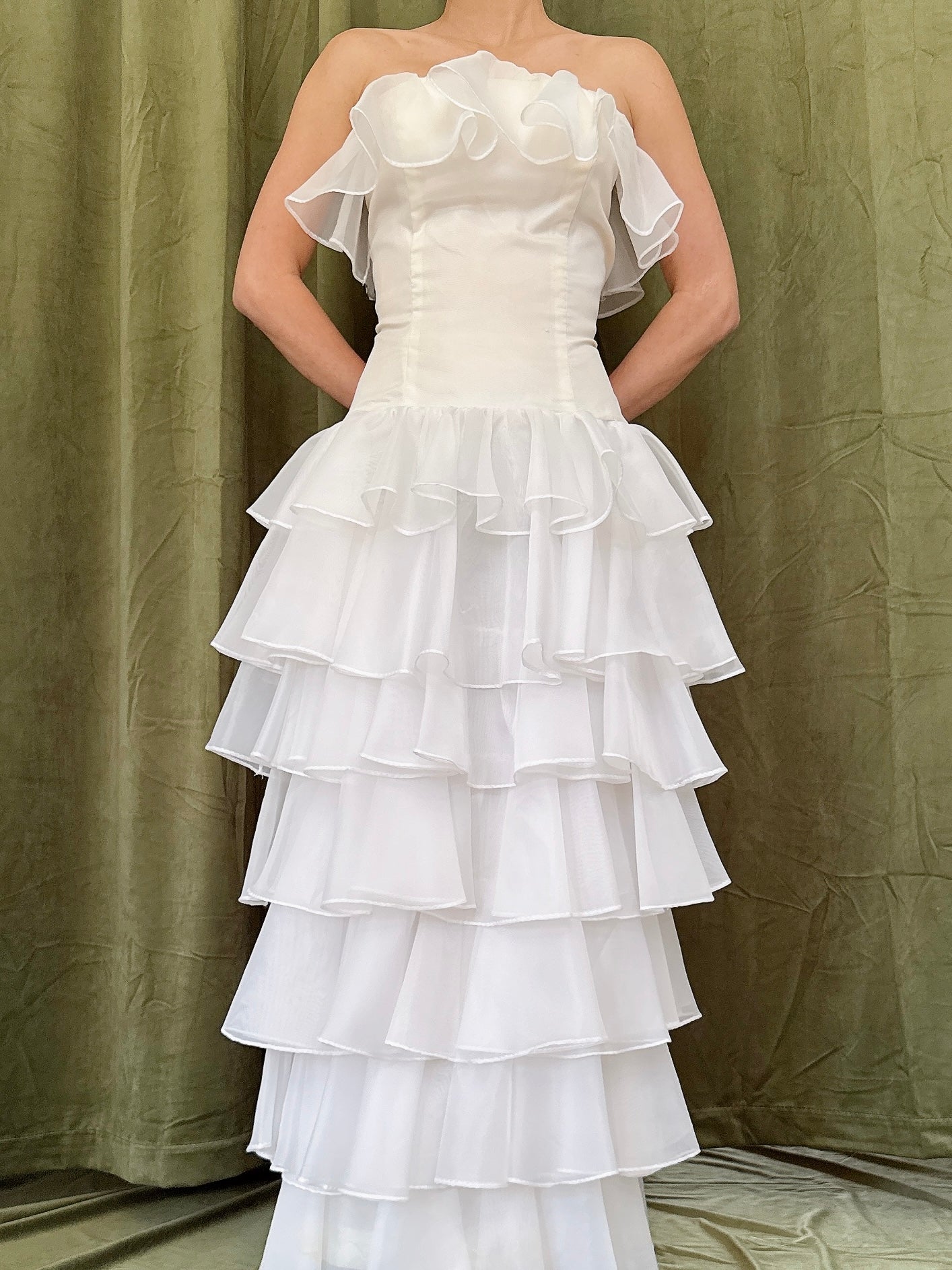 Vintage Strapless Tiered Dress - S/4