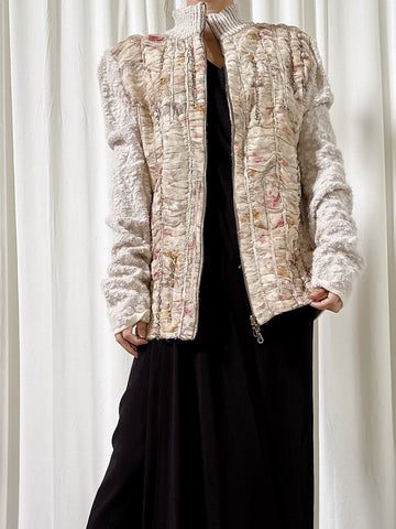 Vintage Tricot Chic Wool White Jacket - US 16