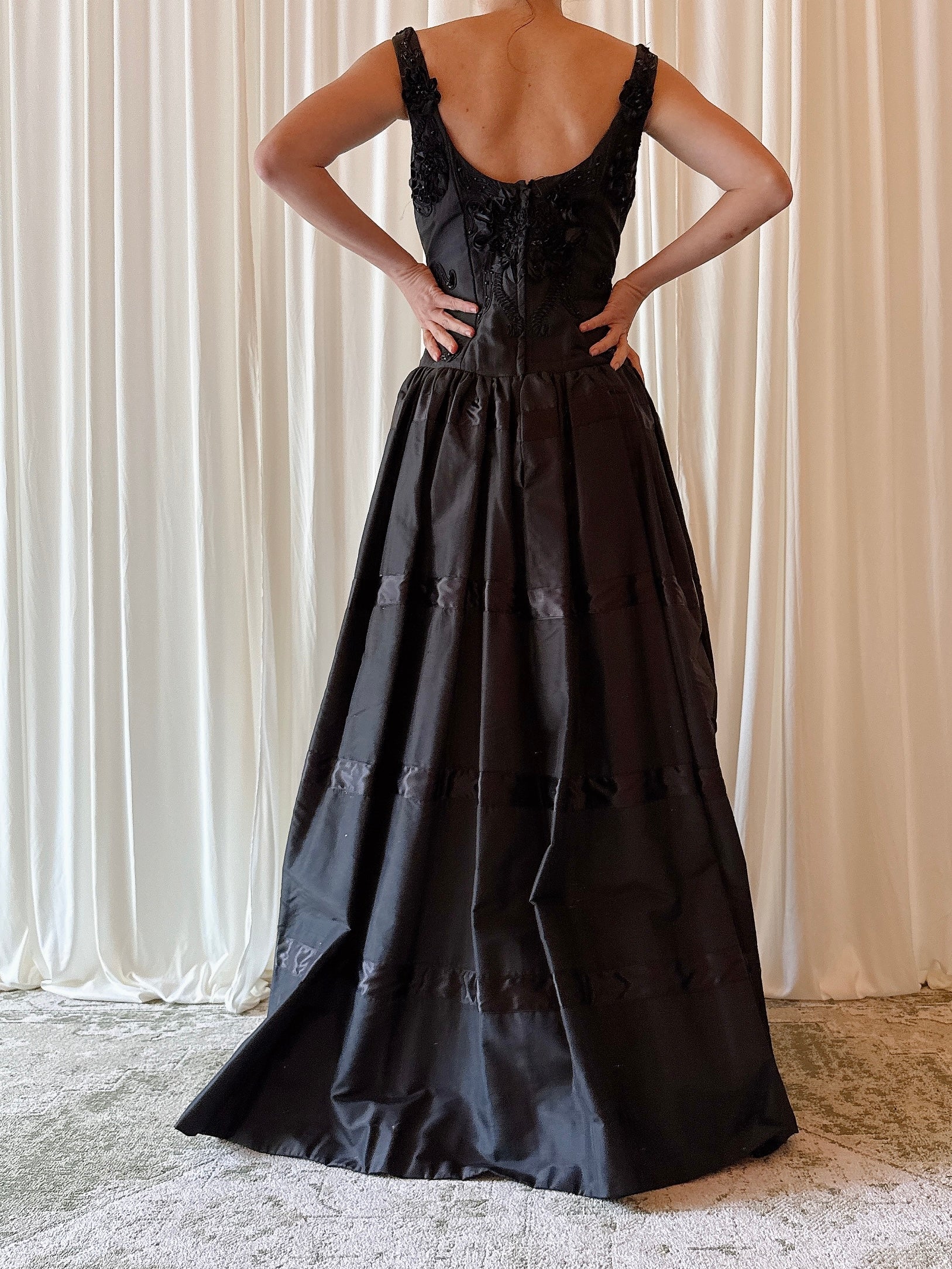 Vintage Fanaz Designs Black Silk Dress - Size FR 42