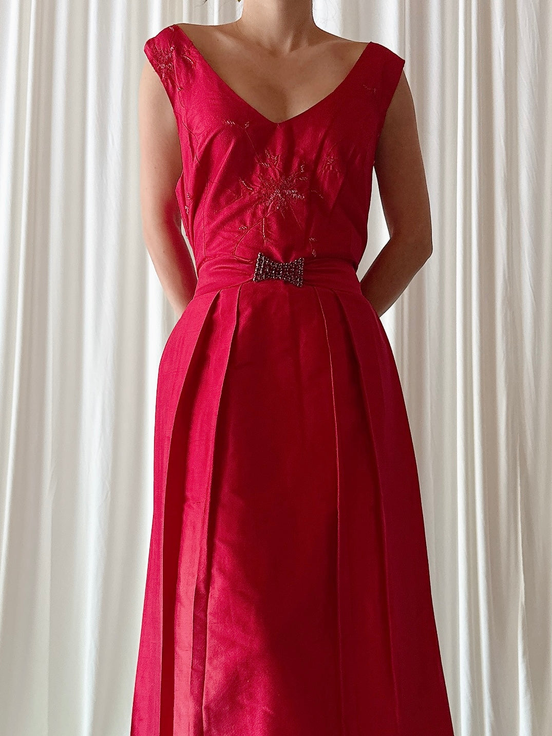 Vintage Futura Red Silk Dress - size 44