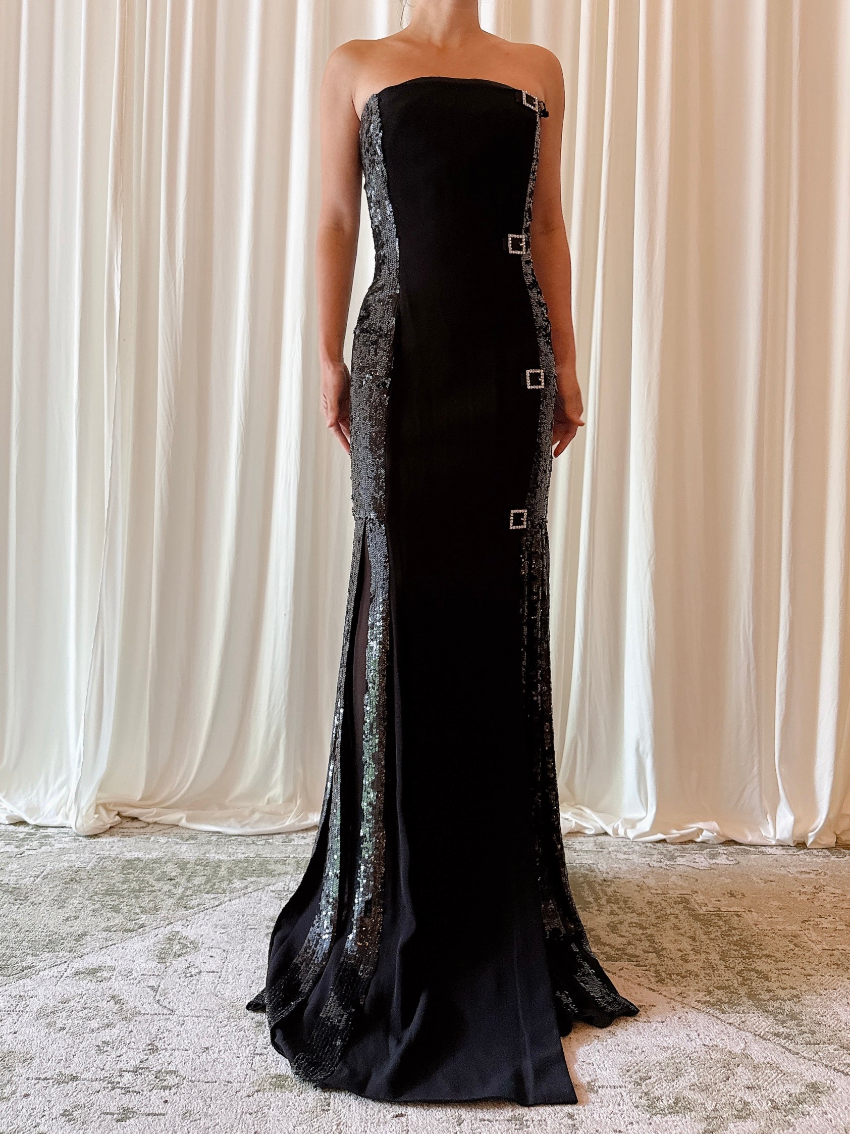 Vintage Belleville Sassoon Black Sequined Dress - UK 16