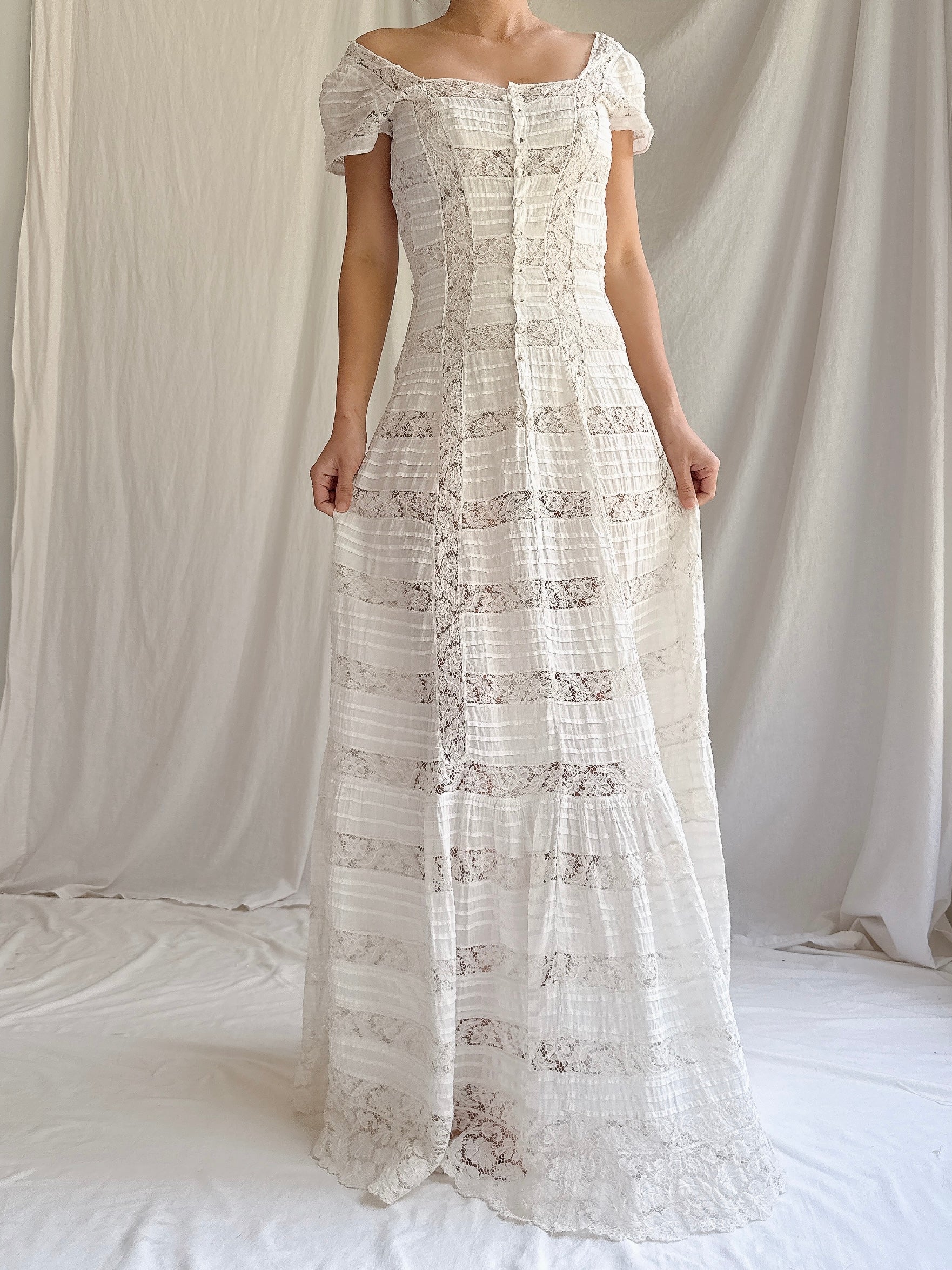 Antique Lace and Cotton Dress - XS