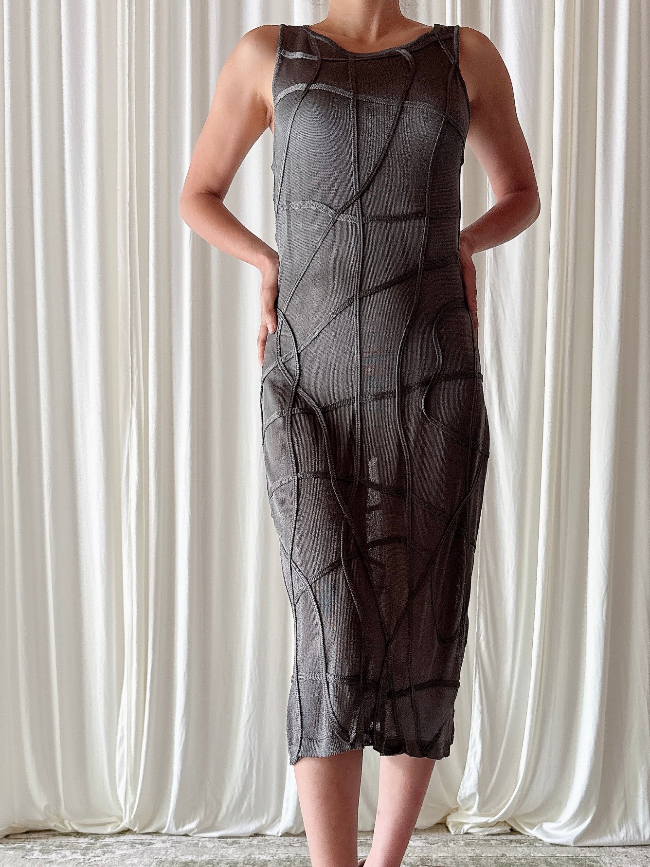 Vintage Nora Attalai Grey Knit Dress - Size 38