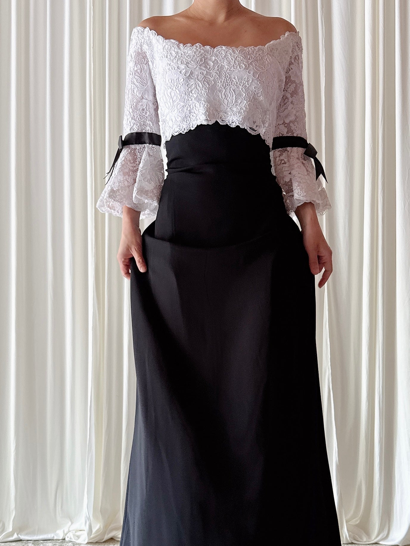 Vintage Belleville Sassoon Lace and Silk Rayon Bodice Dress - UK14