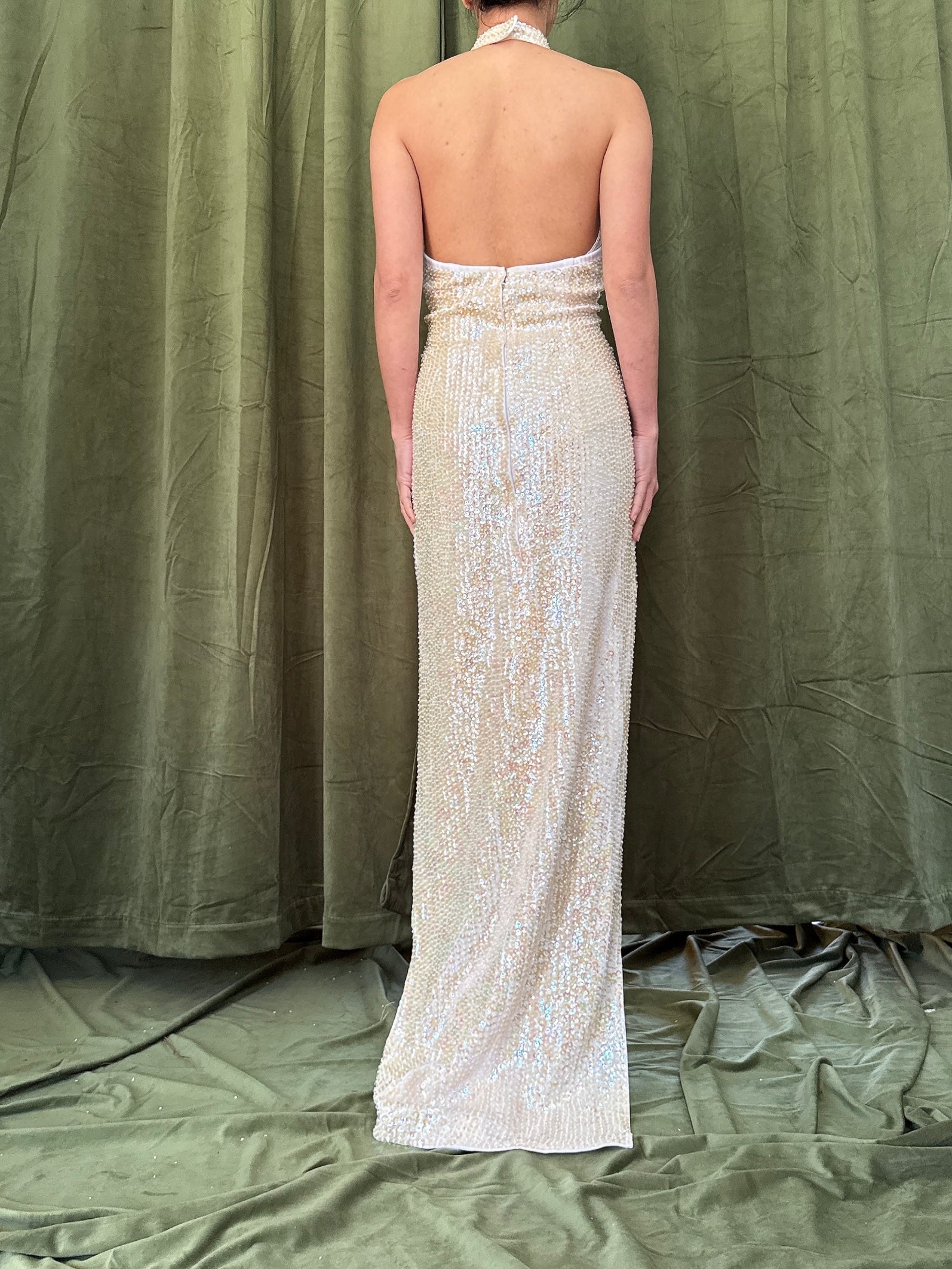 Vintage Hand-Beaded Sequins Gown - M