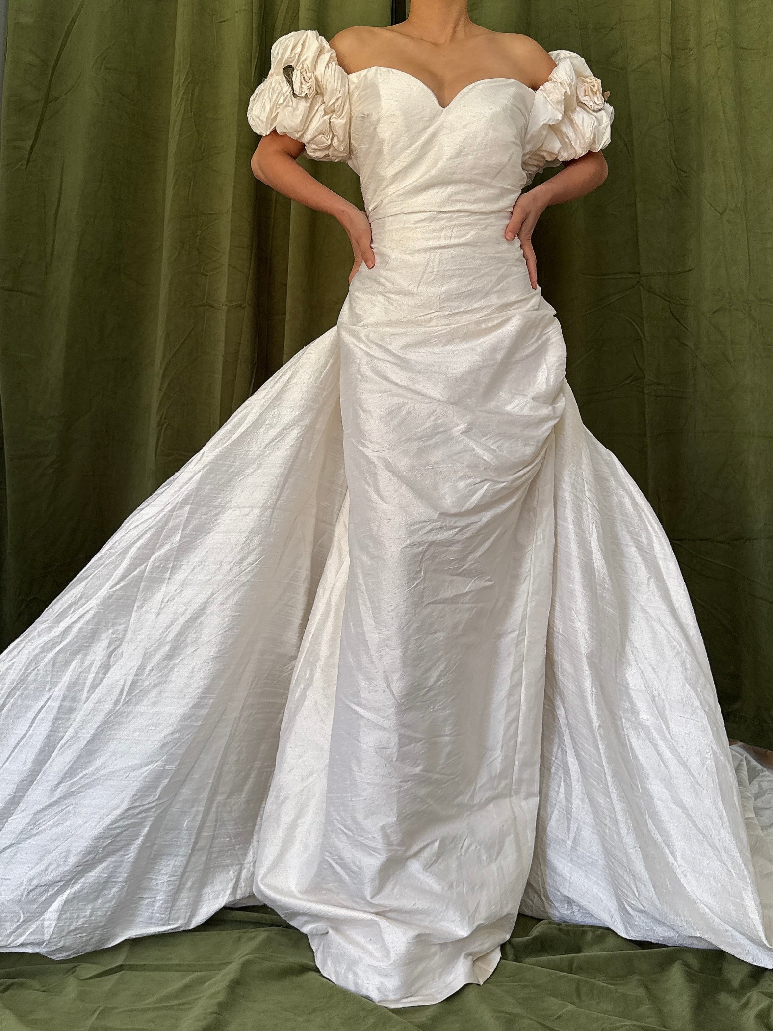 Vintage Dupioni Silk Draped Gown - L/12