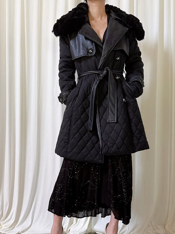 Vintage Black Quilted Jacket - S