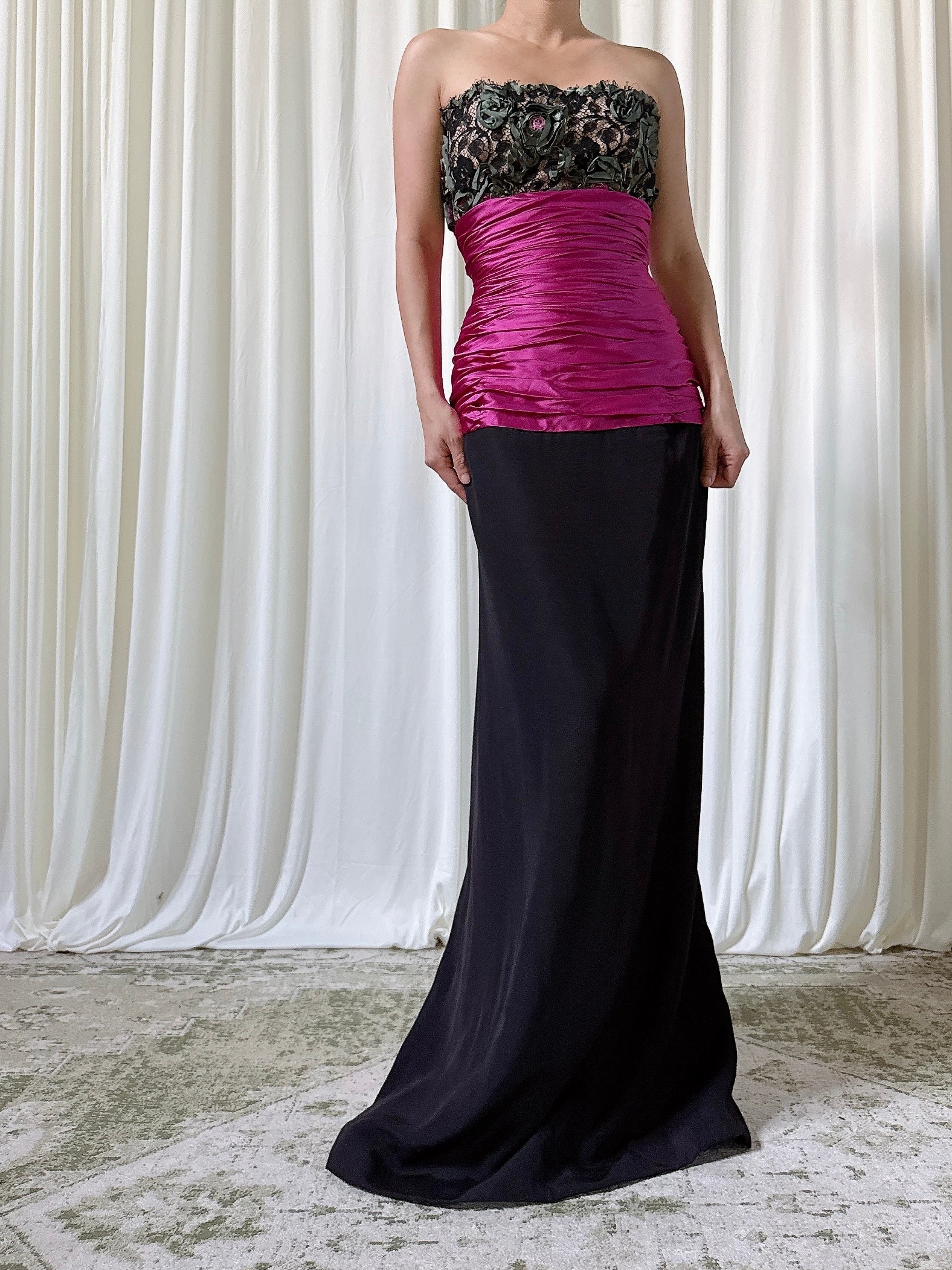 Vintage Empire Waist Silk Gown - Size 12