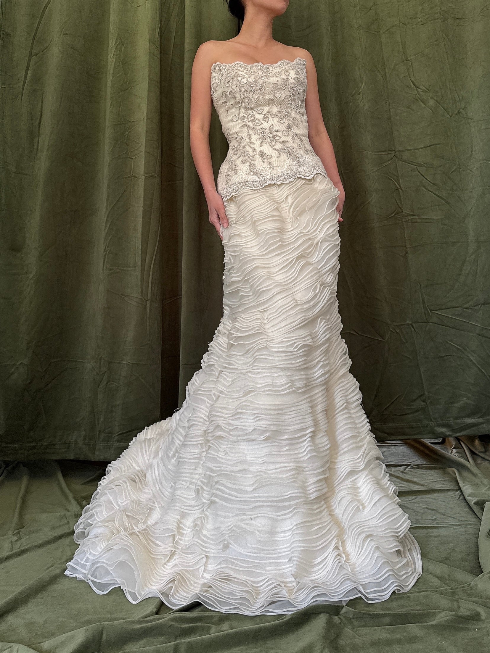 Vintage Ruffle Organza Gown - M