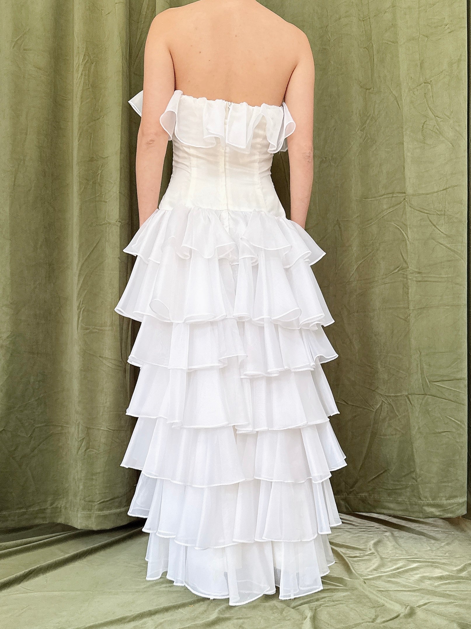 Vintage Strapless Tiered Dress - S/4