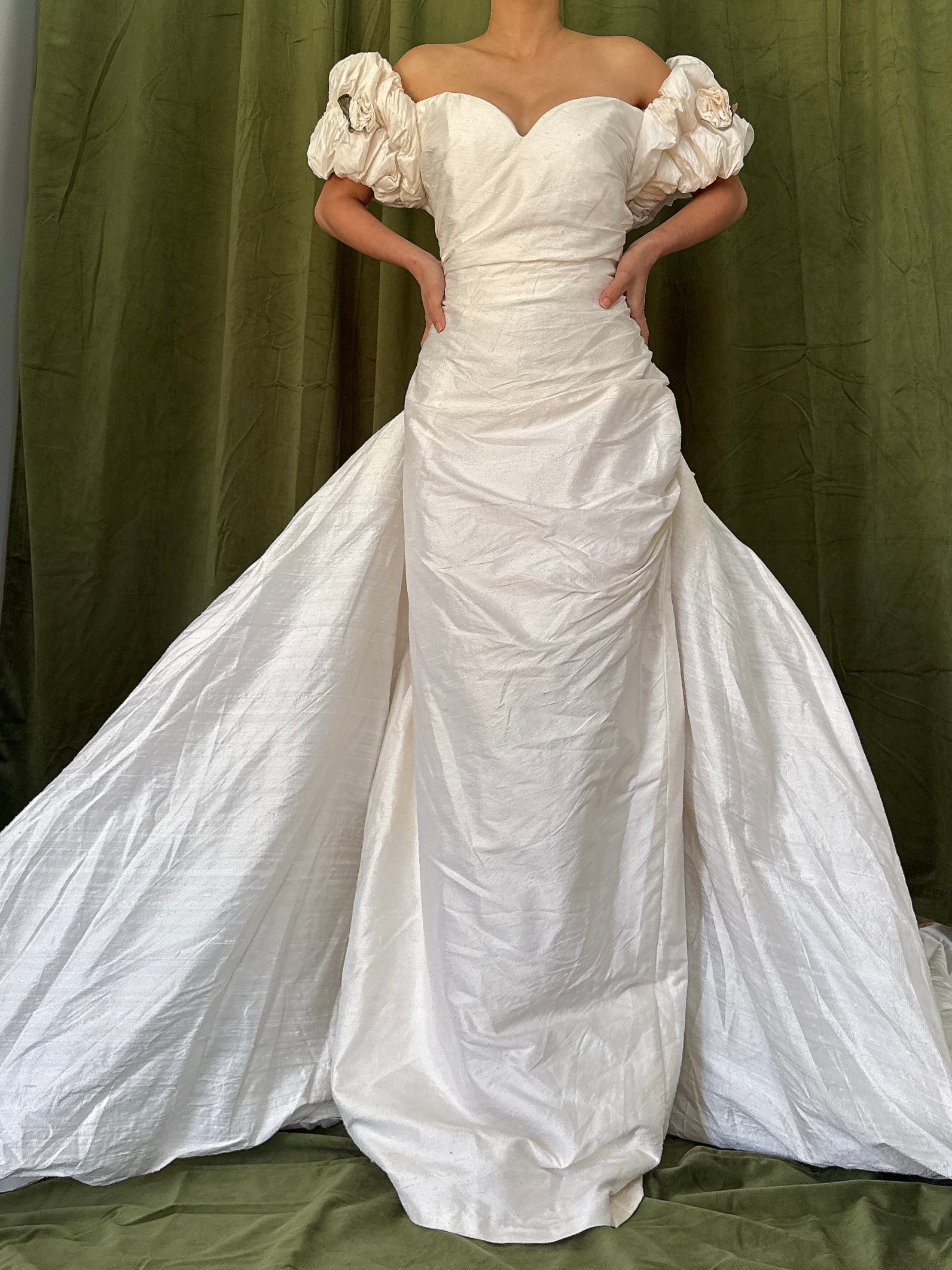 Vintage Dupioni Silk Draped Gown - L/12