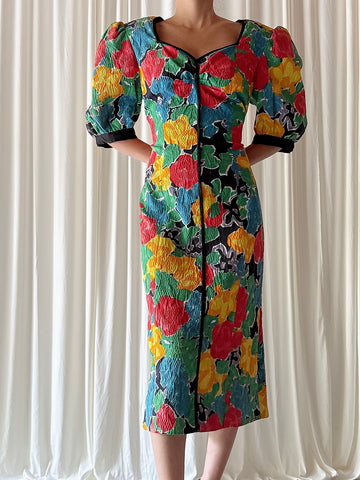 Vintage Floral Watercolor Dress - US 6/8