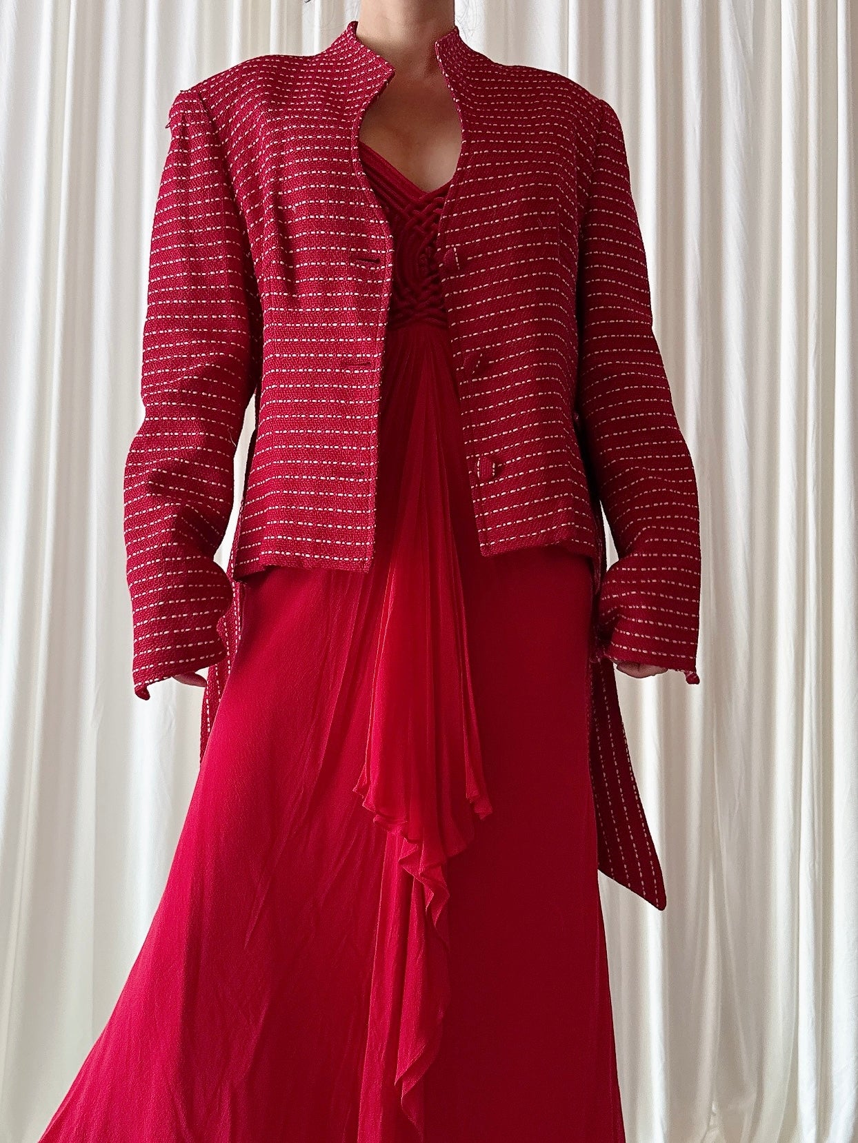 Vintage Petrovitch & Robinson Red Linen Jacket - FR 48