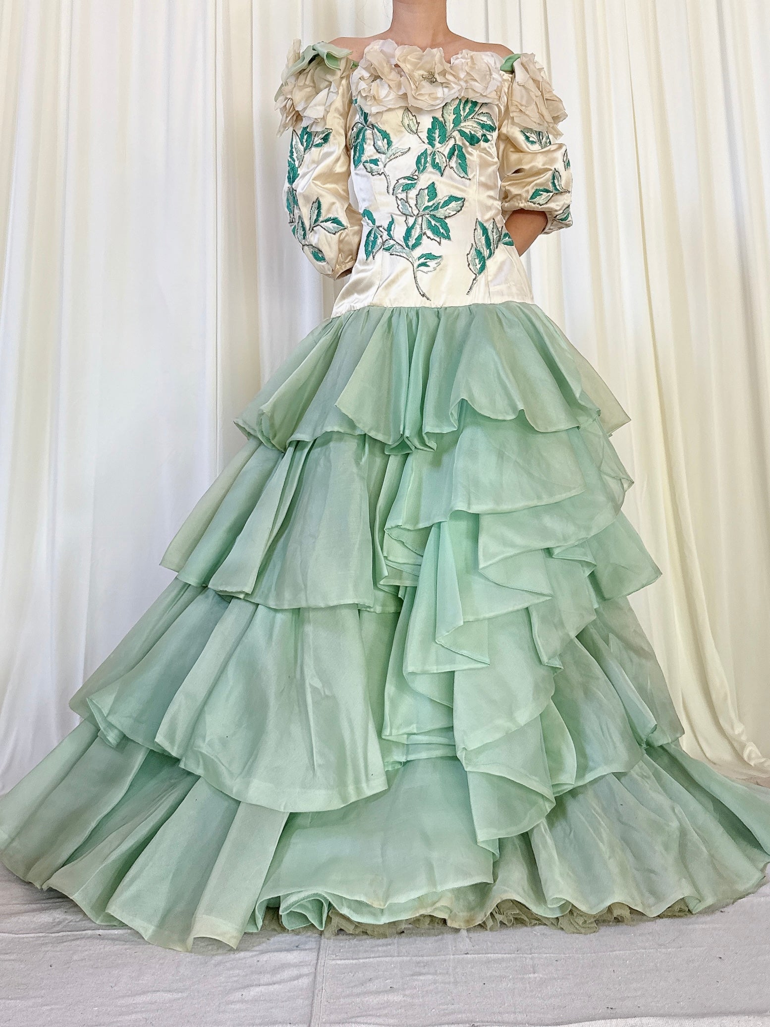 Vintage Nina Ricci Silk Tiered Gown - M/8