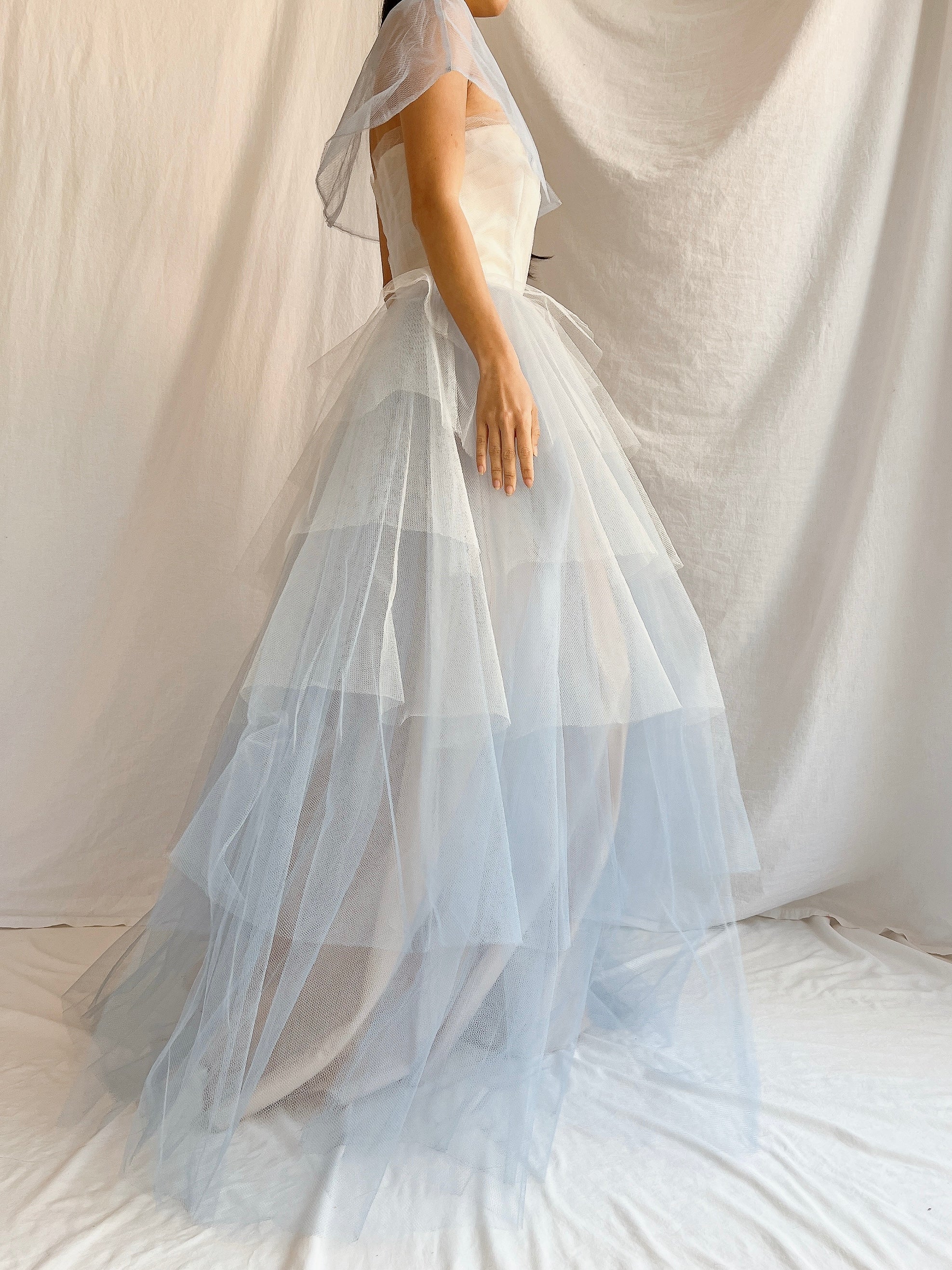 1950s Blue Layered Tulle Dress - XS