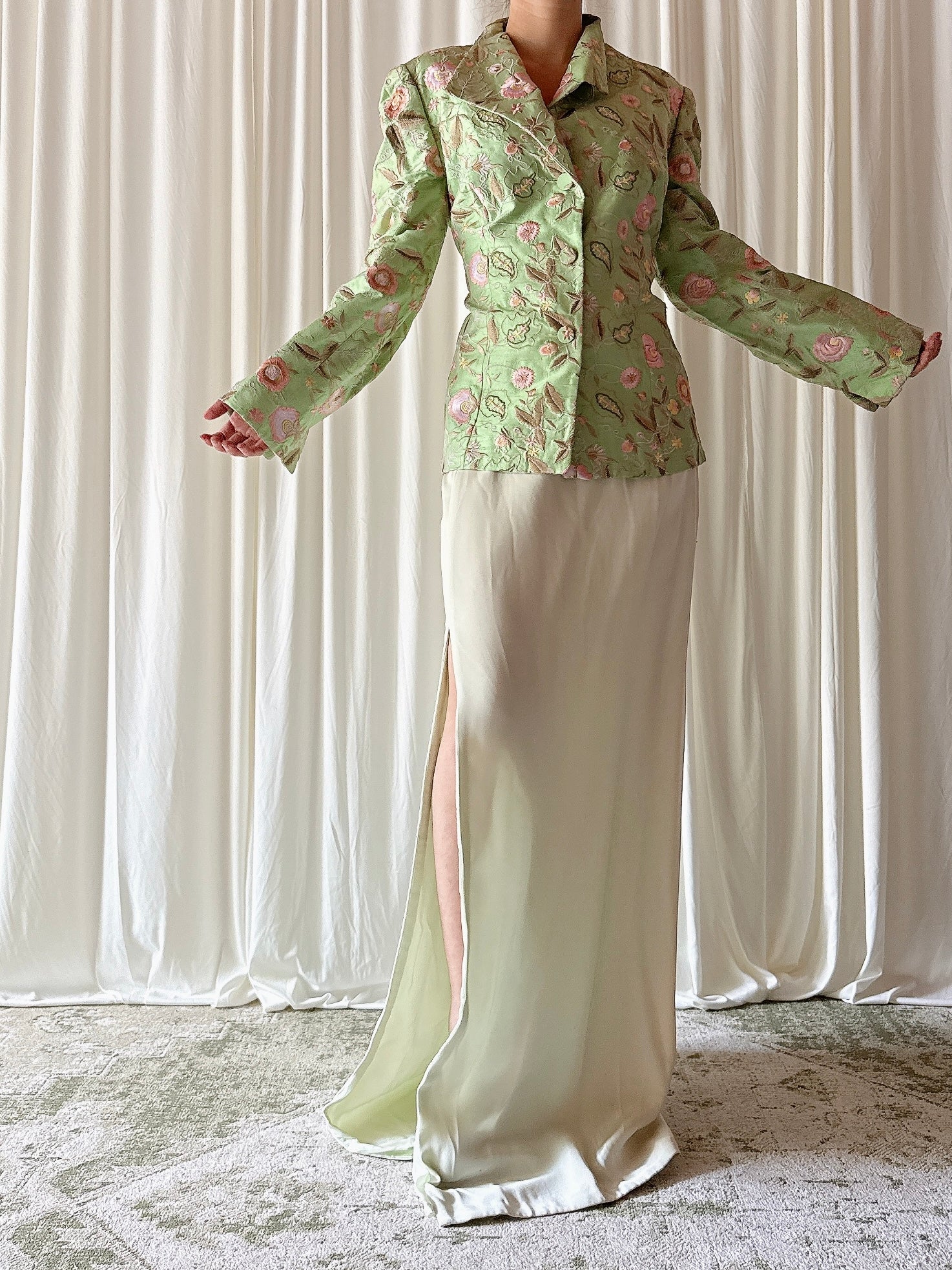 Vintage Paul Vasseur Floral 2 Piece Set - Size 40