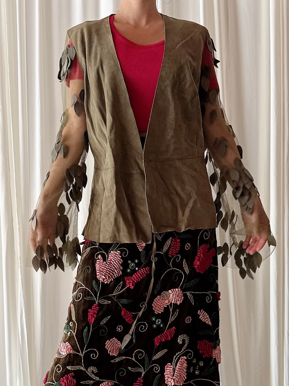Vintage Estrella G Moss Green Suede Jacket - Size 40