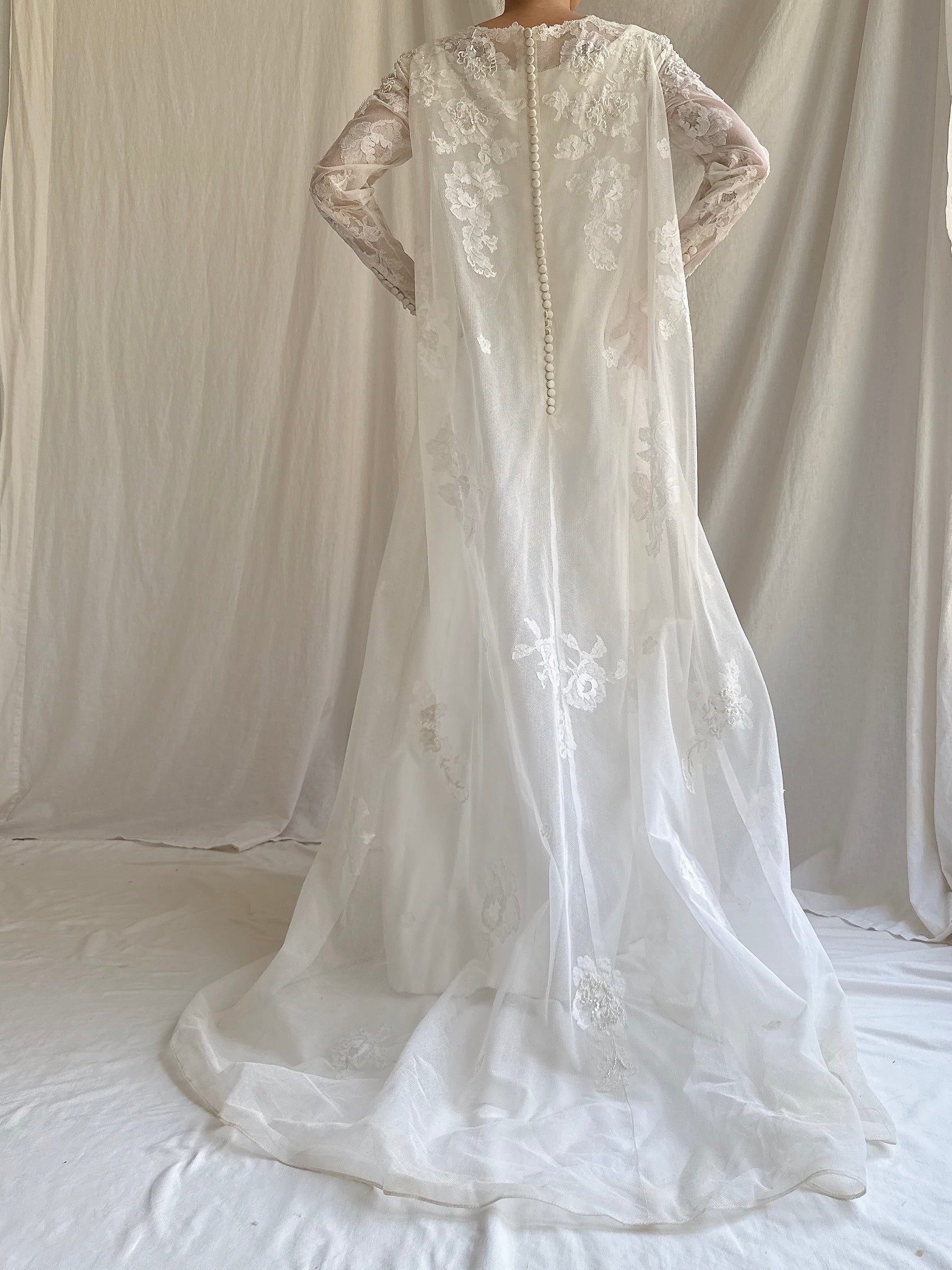 Vintage Tulle and Lace Gown - M