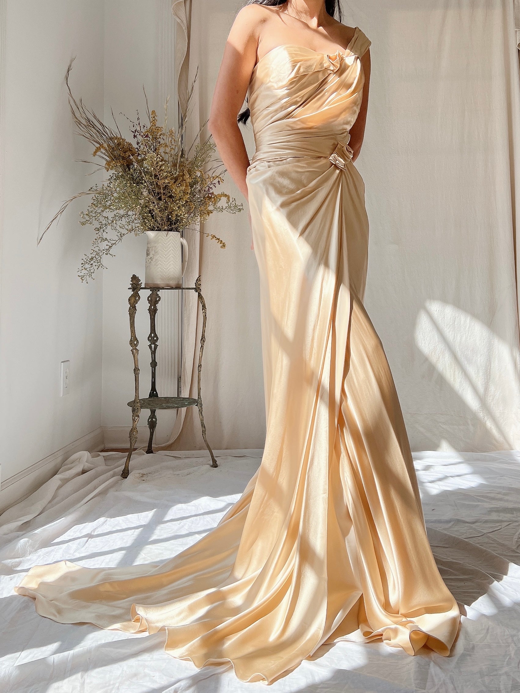 Vintage Charmeuse Silk Dress - S