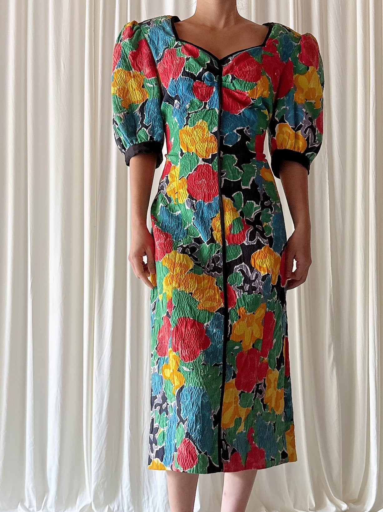 Vintage Floral Watercolor Dress - US 6/8