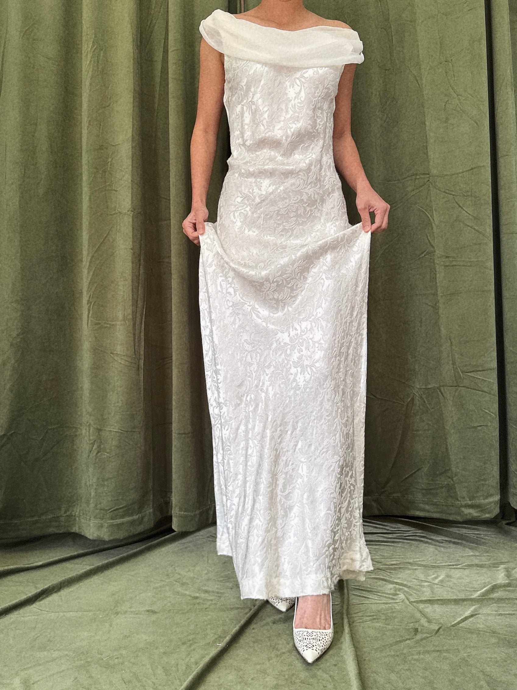 Vintage Rayon Textured Floral Slip - S