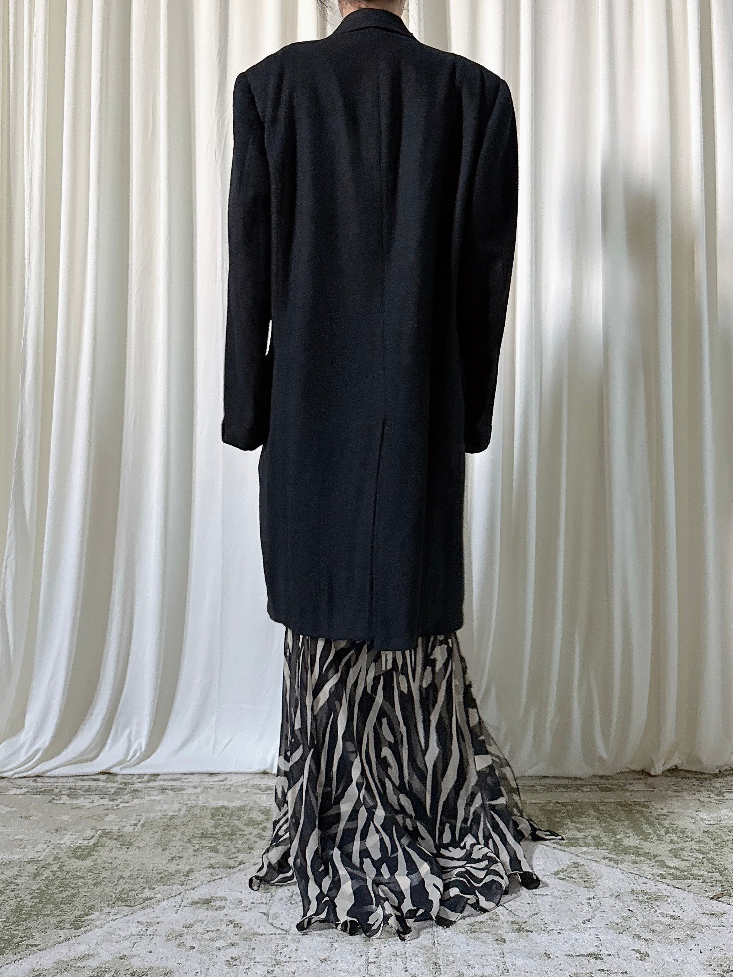 Vintage Crestknit Black Wool Coat - L