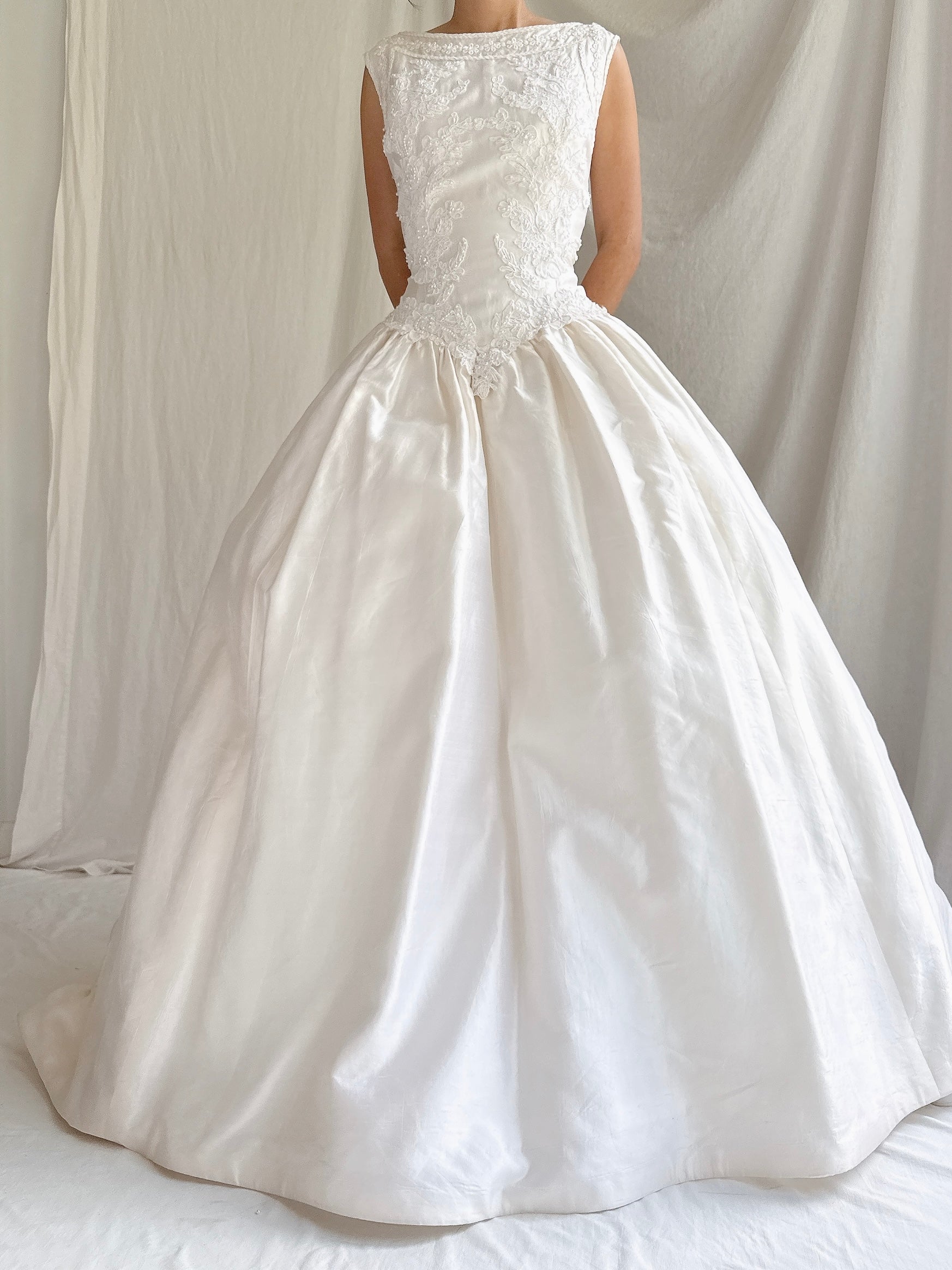 Vintage Silk Boatneck Gown - M