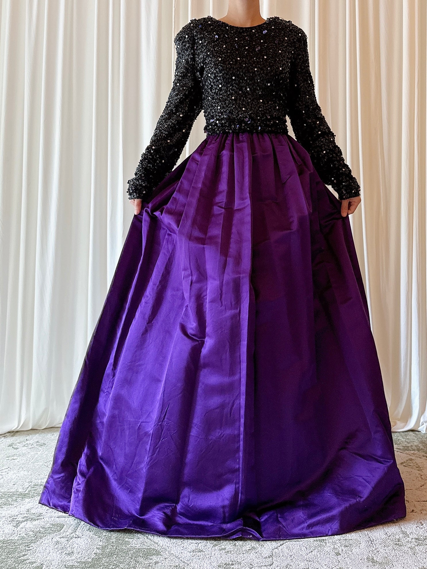 Vintage Victoria Royal Blue Beaded Gown - US 14