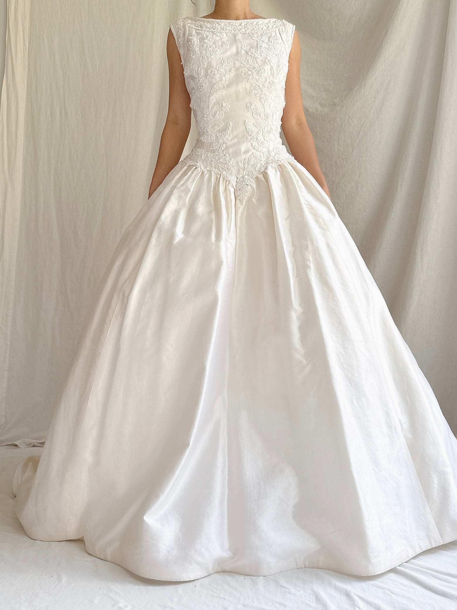 Vintage Silk Boatneck Gown - M