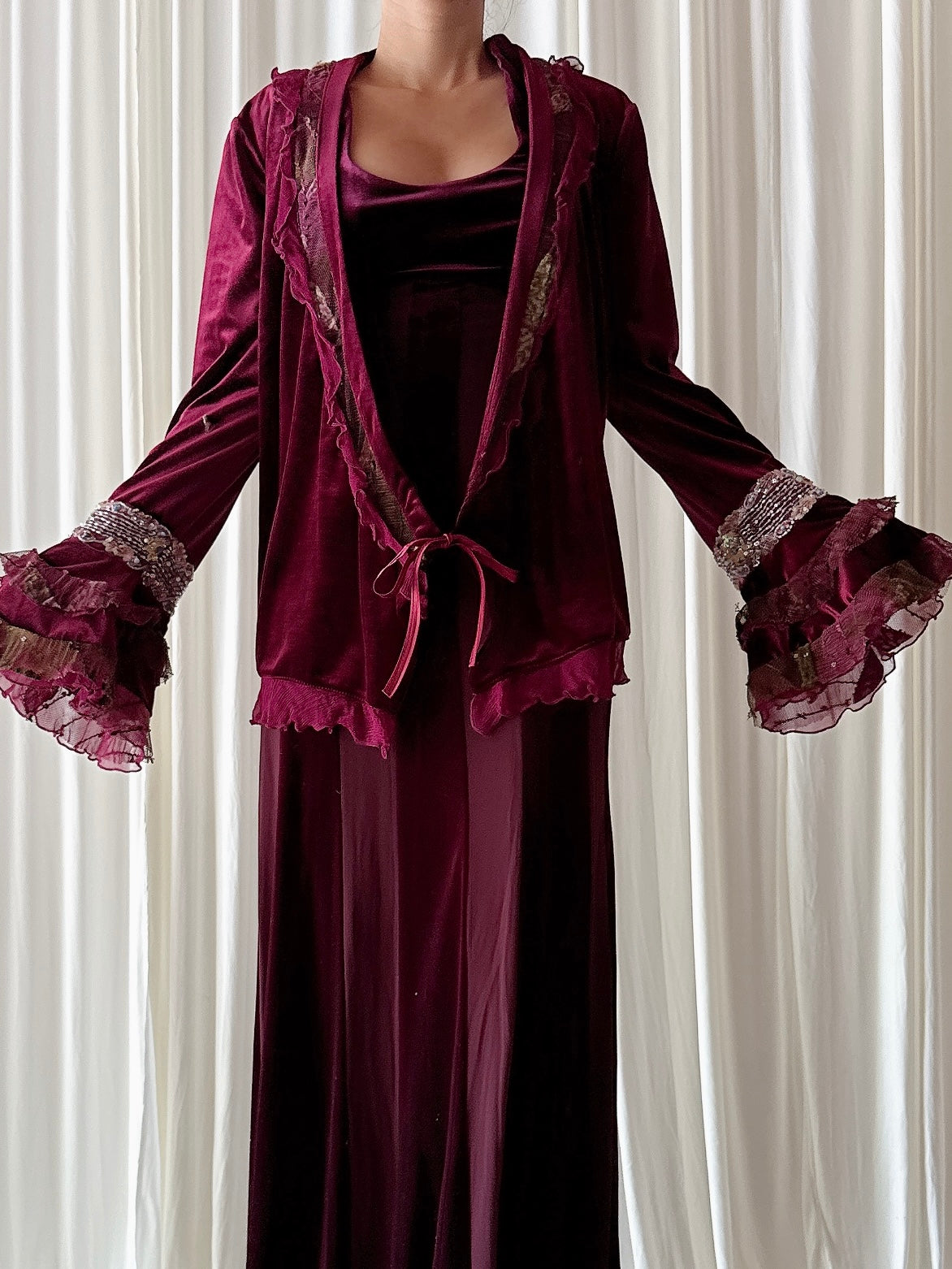 Vintage Angel Nina Paris Maroon Velvet Jacket - Size 44