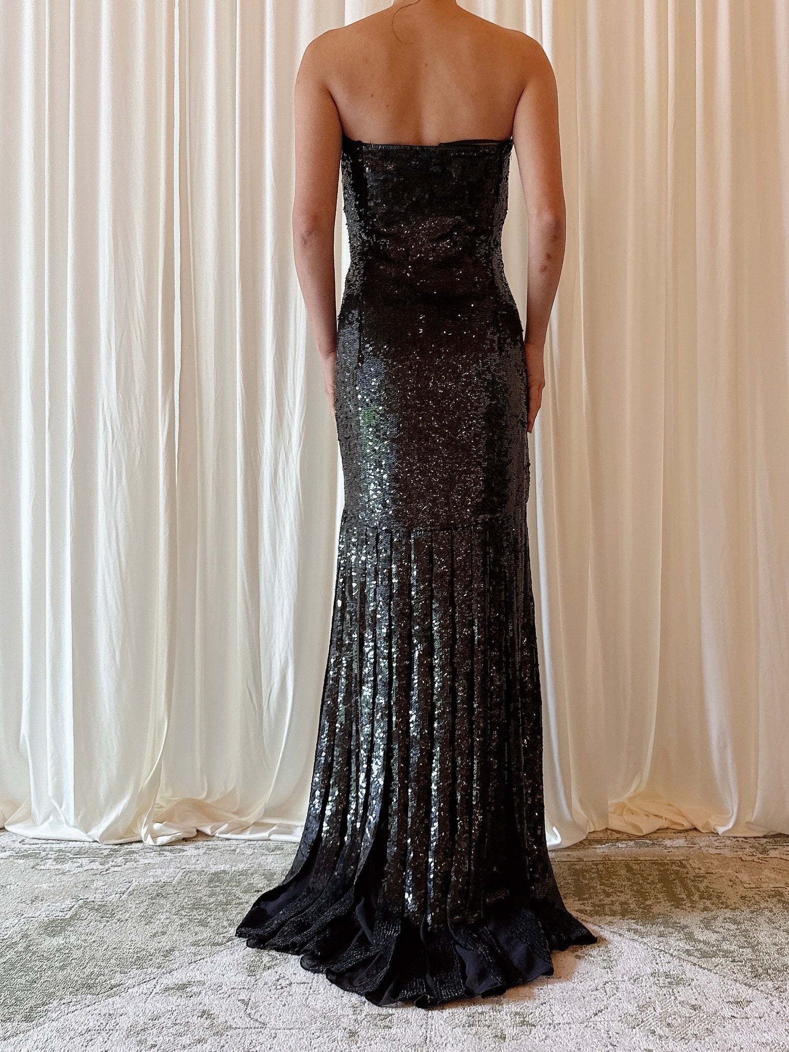 Vintage Belleville Sassoon Black Sequined Dress - UK 16
