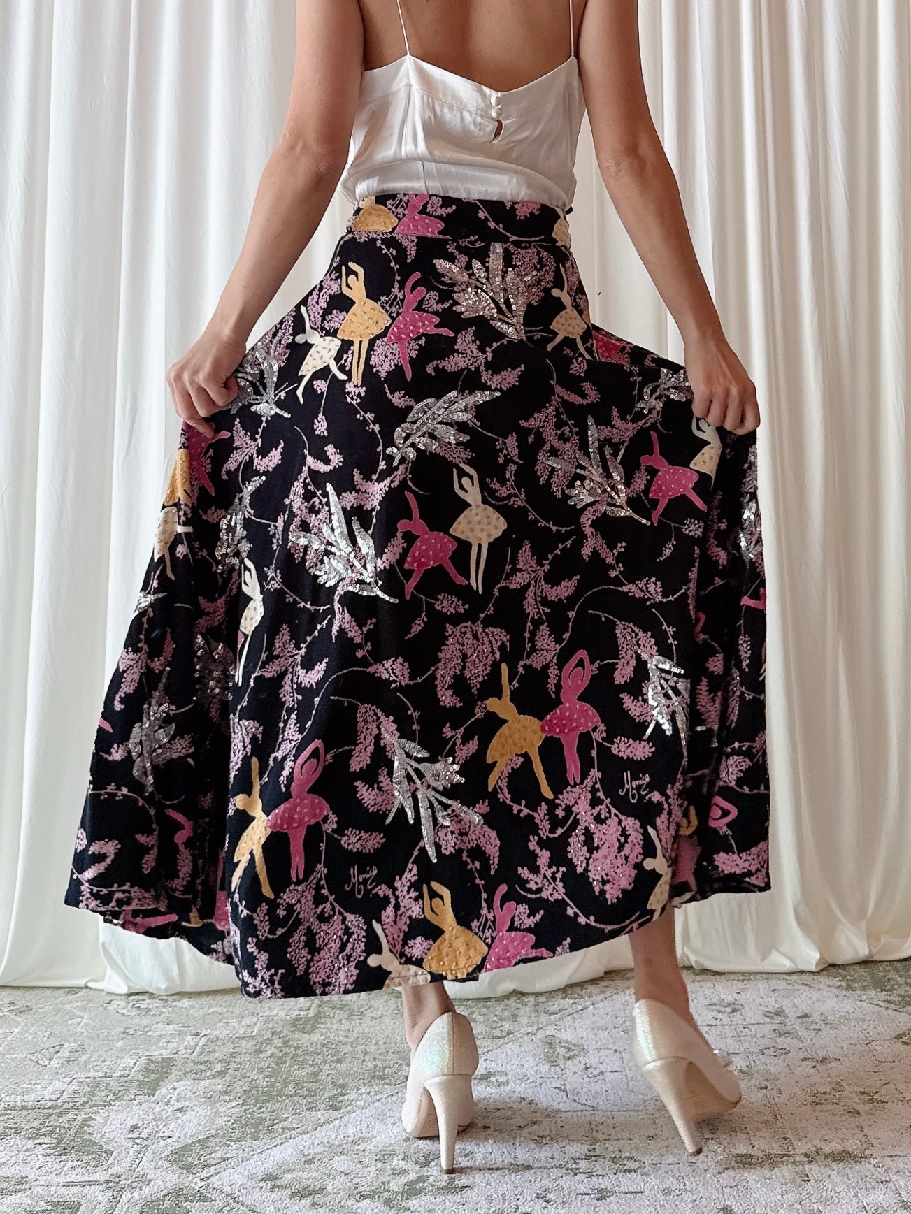 Vintage Monica Paris Velvet Ballerina Skirt - Waist 33”