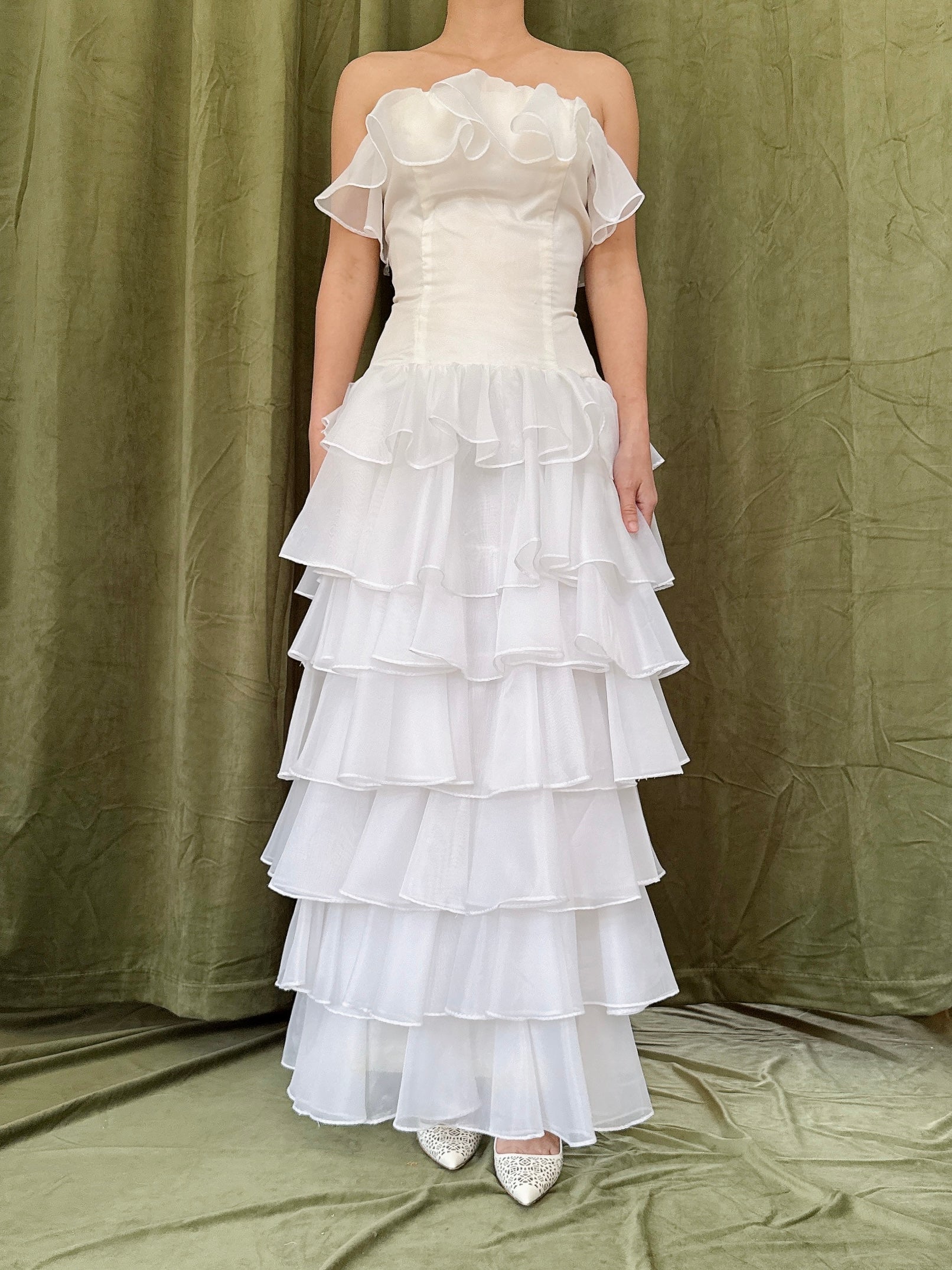 Vintage Strapless Tiered Dress - S/4