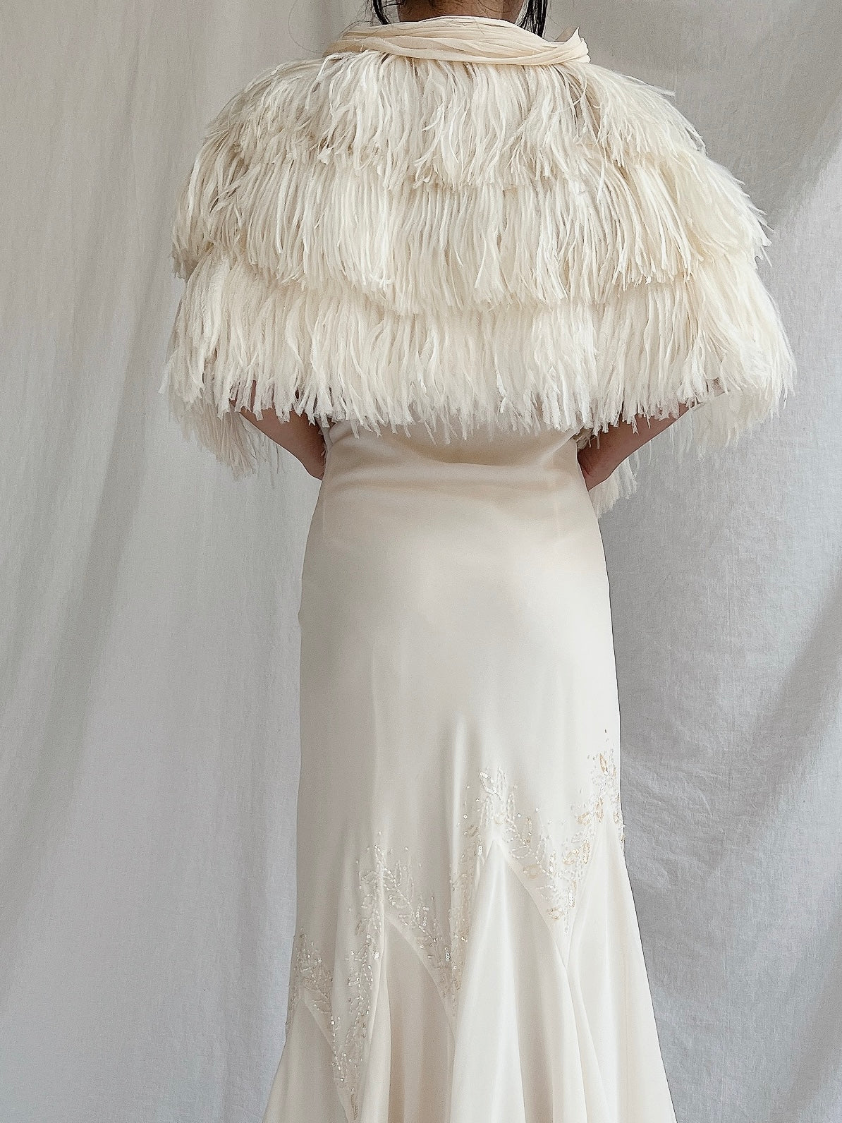 1930s Rayon and Feather Capelet - OSFM