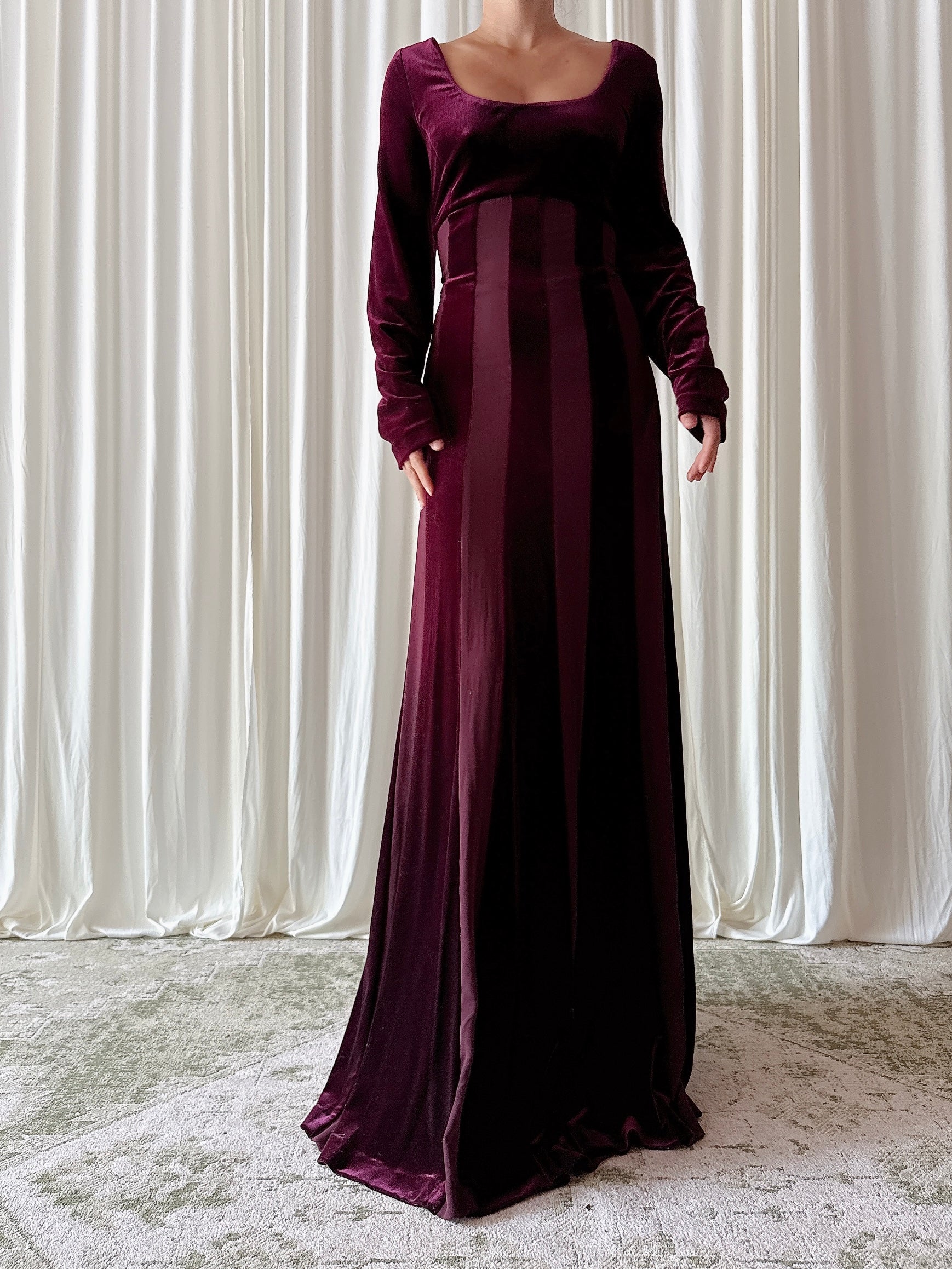 Vintage After Six Maroon Velvet Dress - UK 14