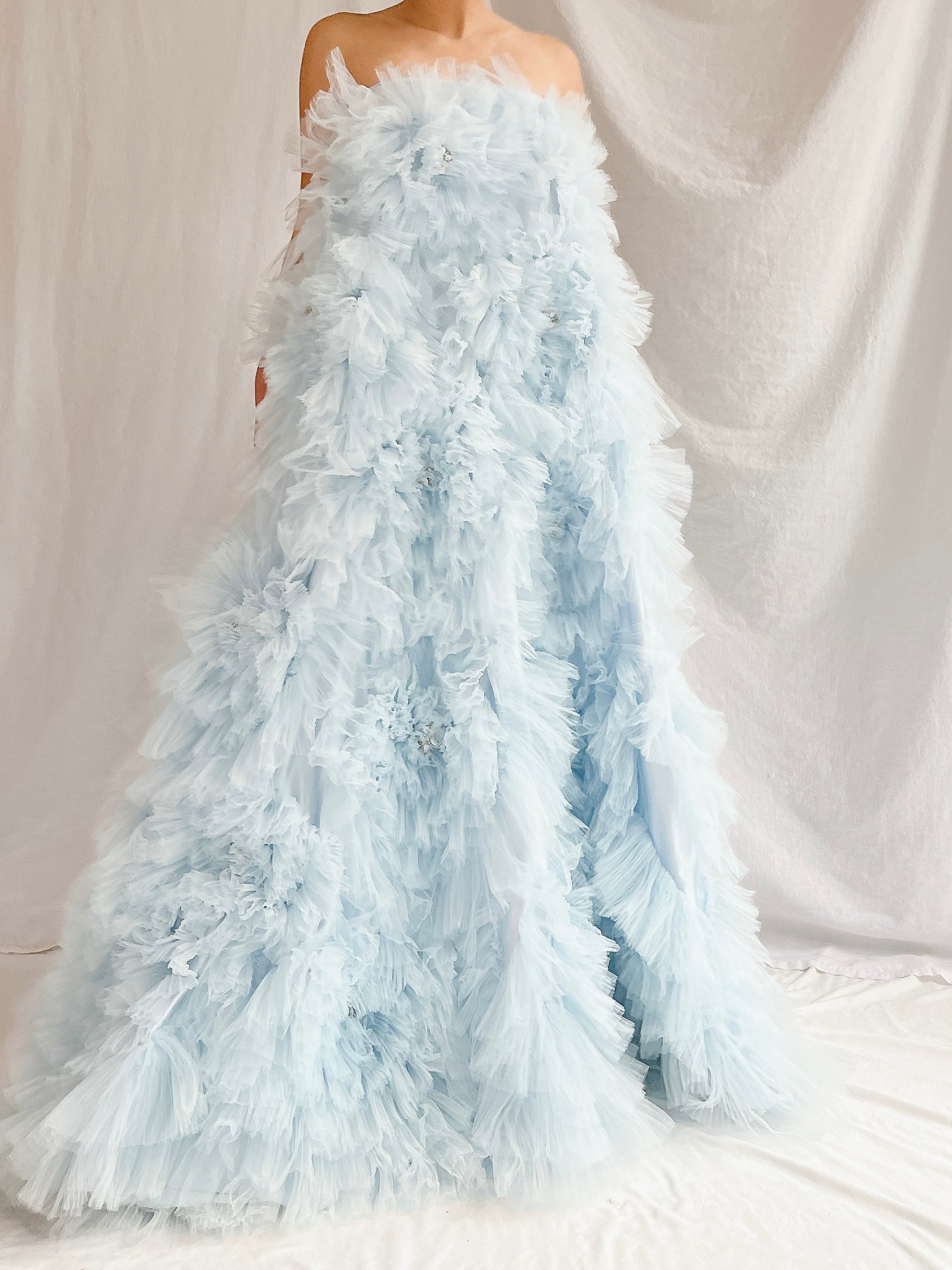 2000s Baby Blue Ruffle Dress/Skirt - XS-S