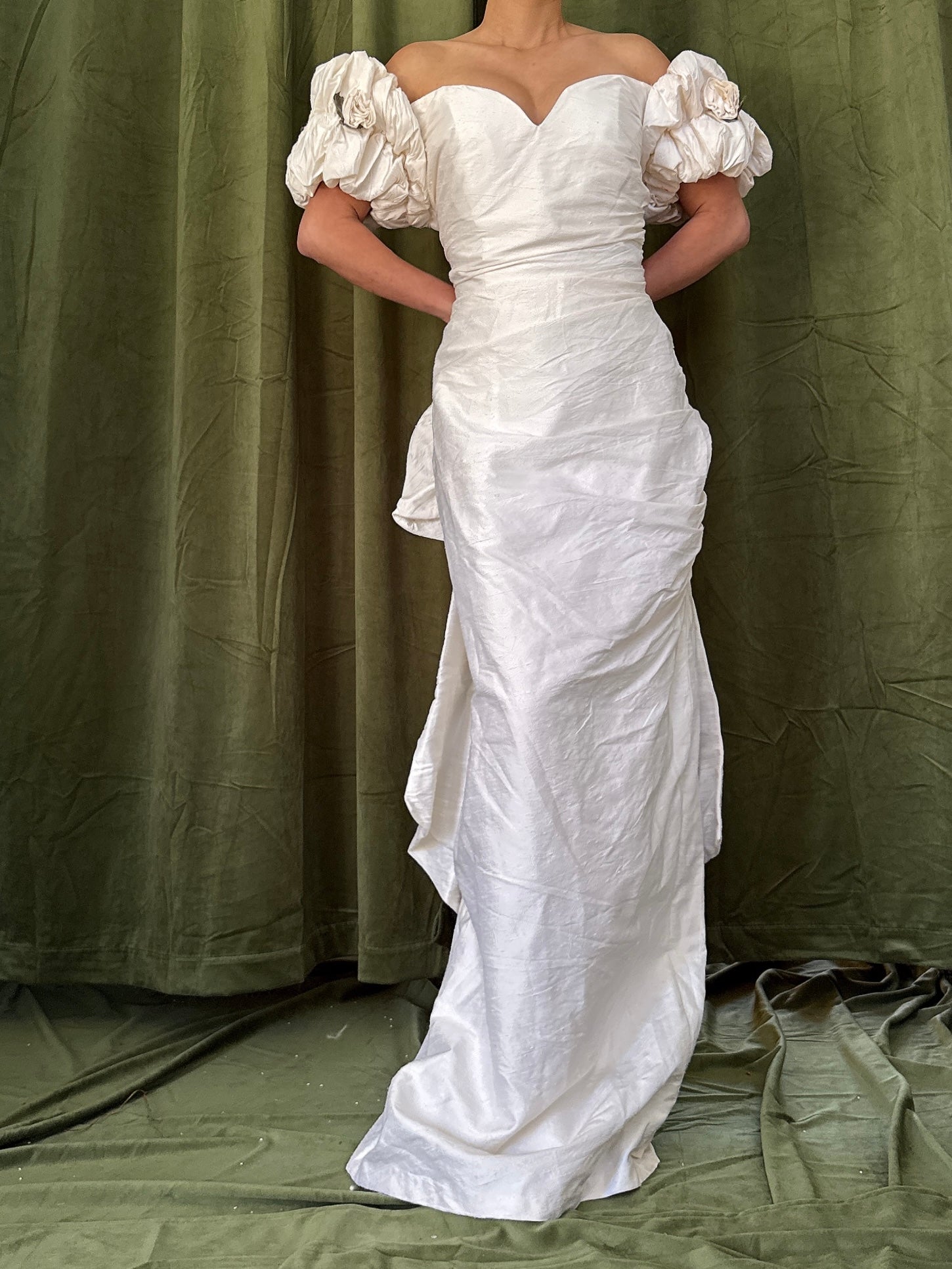 Vintage Dupioni Silk Draped Gown - L/12