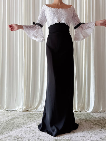 Vintage Belleville Sassoon Lace and Silk Rayon Bodice Dress - UK14