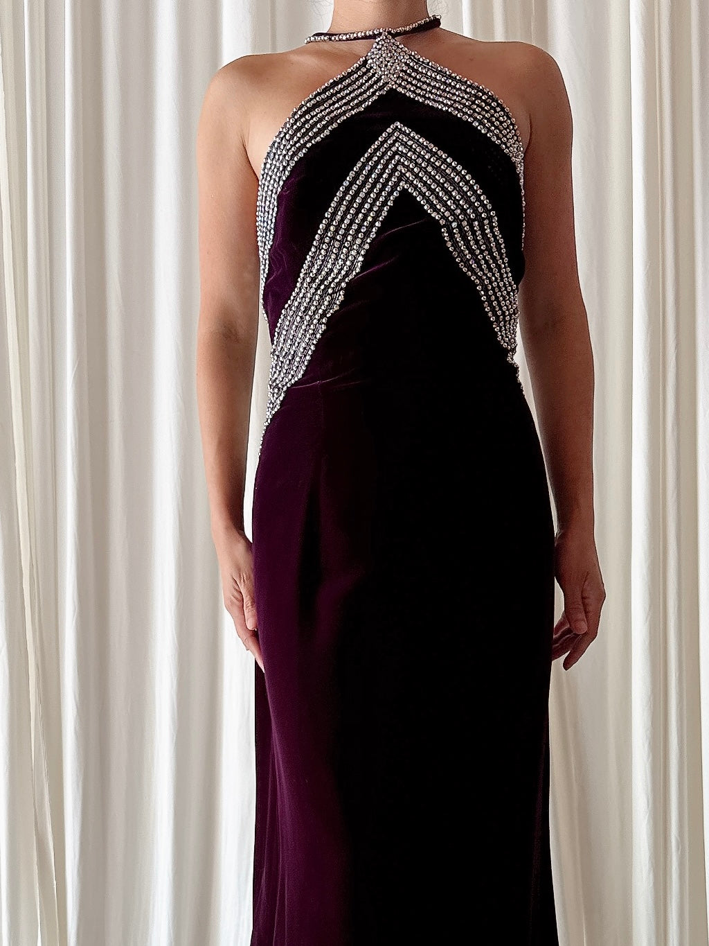 Vintage Nights by Sherry Purple Velvet Dress - Size 14