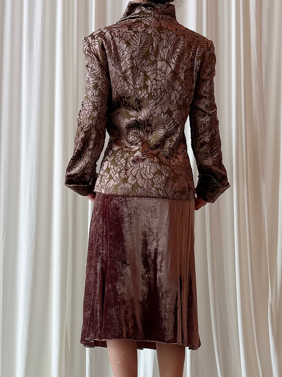 Vintage Paul Vasseur Velvet Brown 2 Piece Set - FR 44