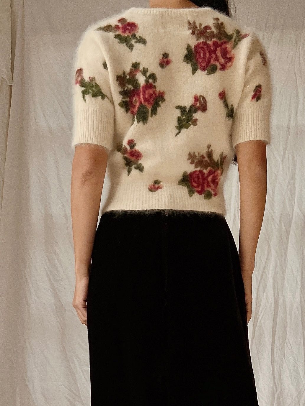 Vintage Angora Rose Pullover - XS