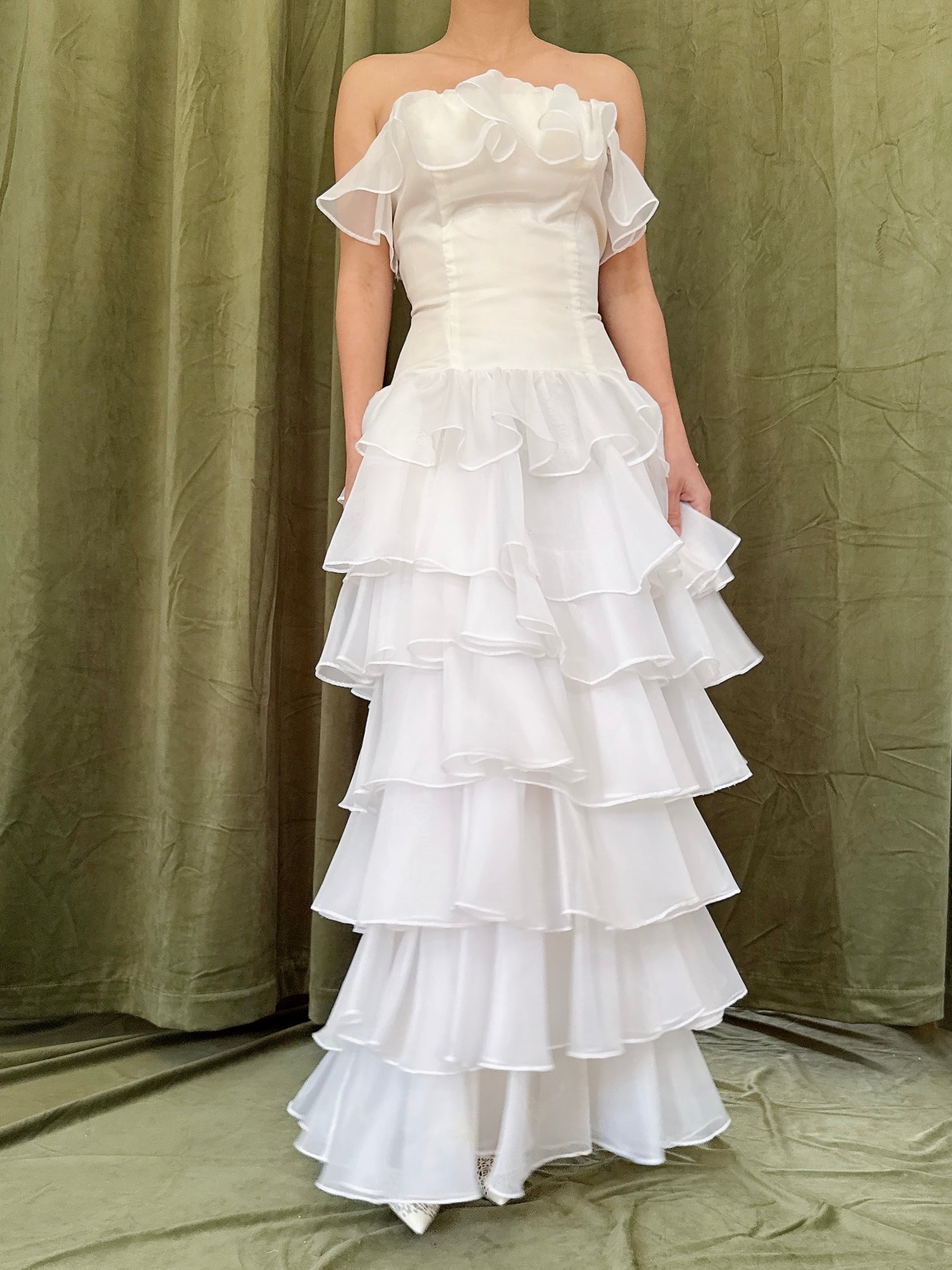 Vintage Strapless Tiered Dress - S/4
