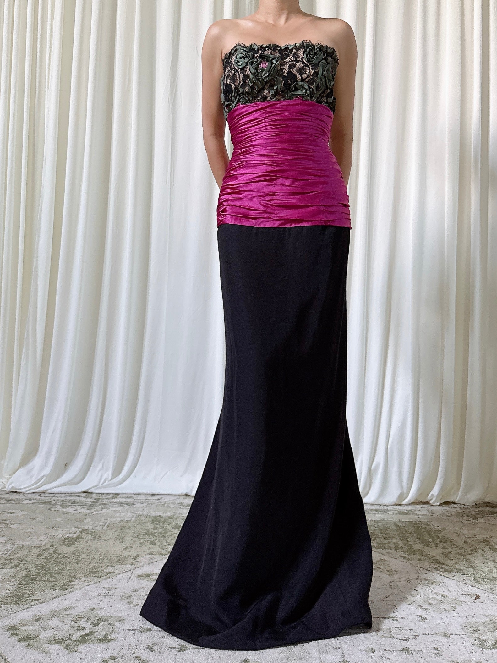 Vintage Empire Waist Silk Gown - Size 12