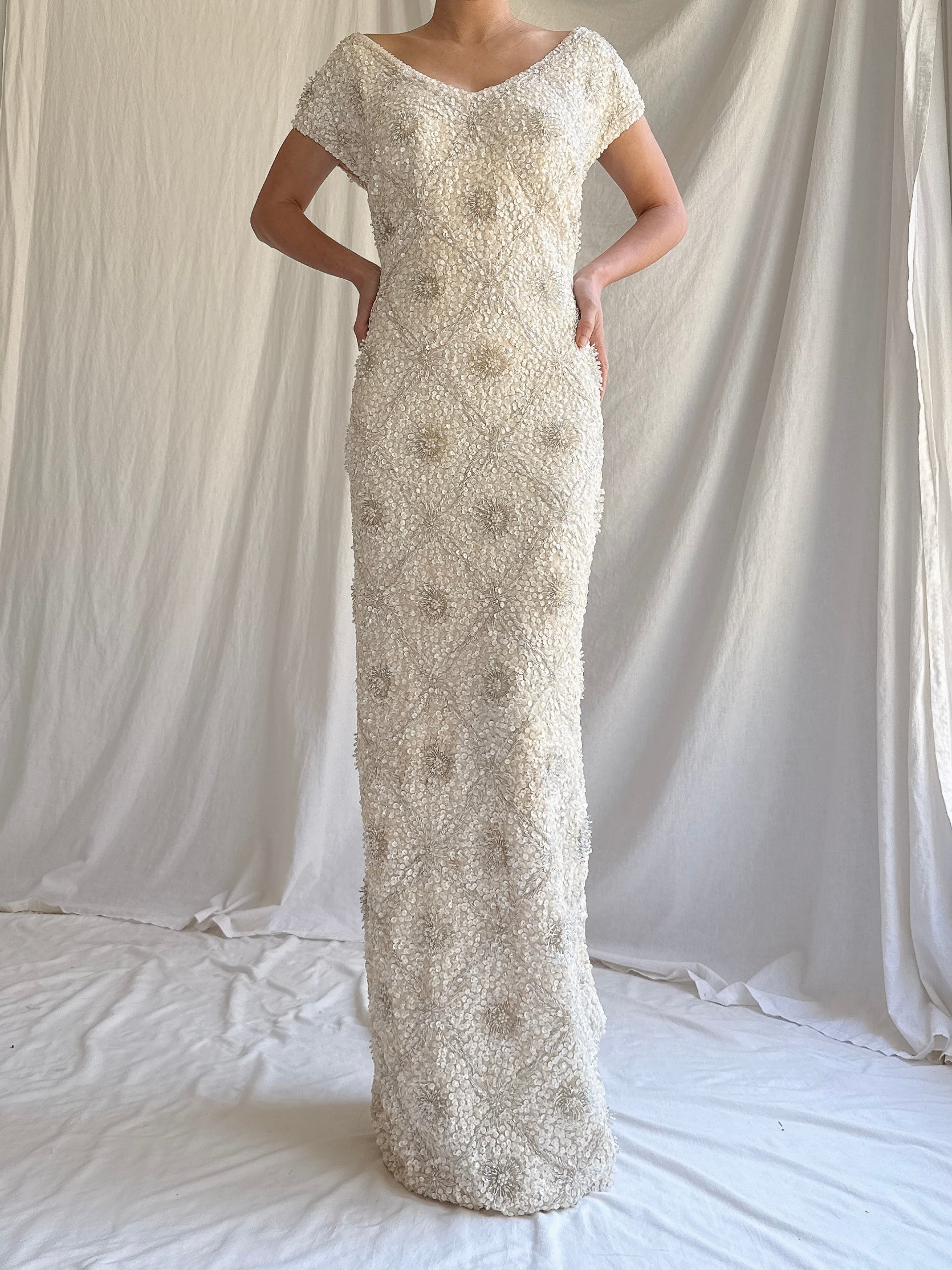 1960s Wool Beaded Dress - M/L