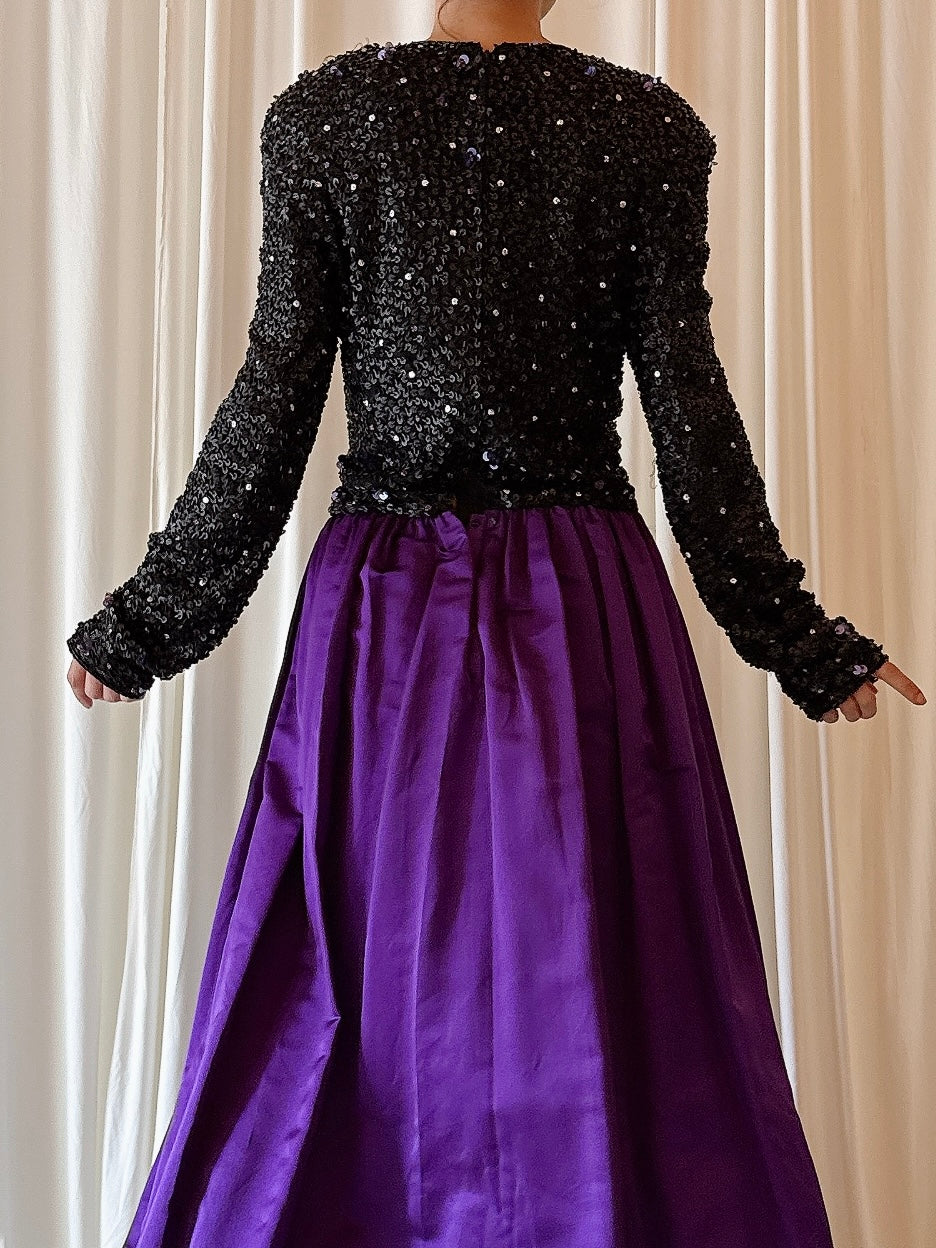 Vintage Victoria Royal Blue Beaded Gown - US 14